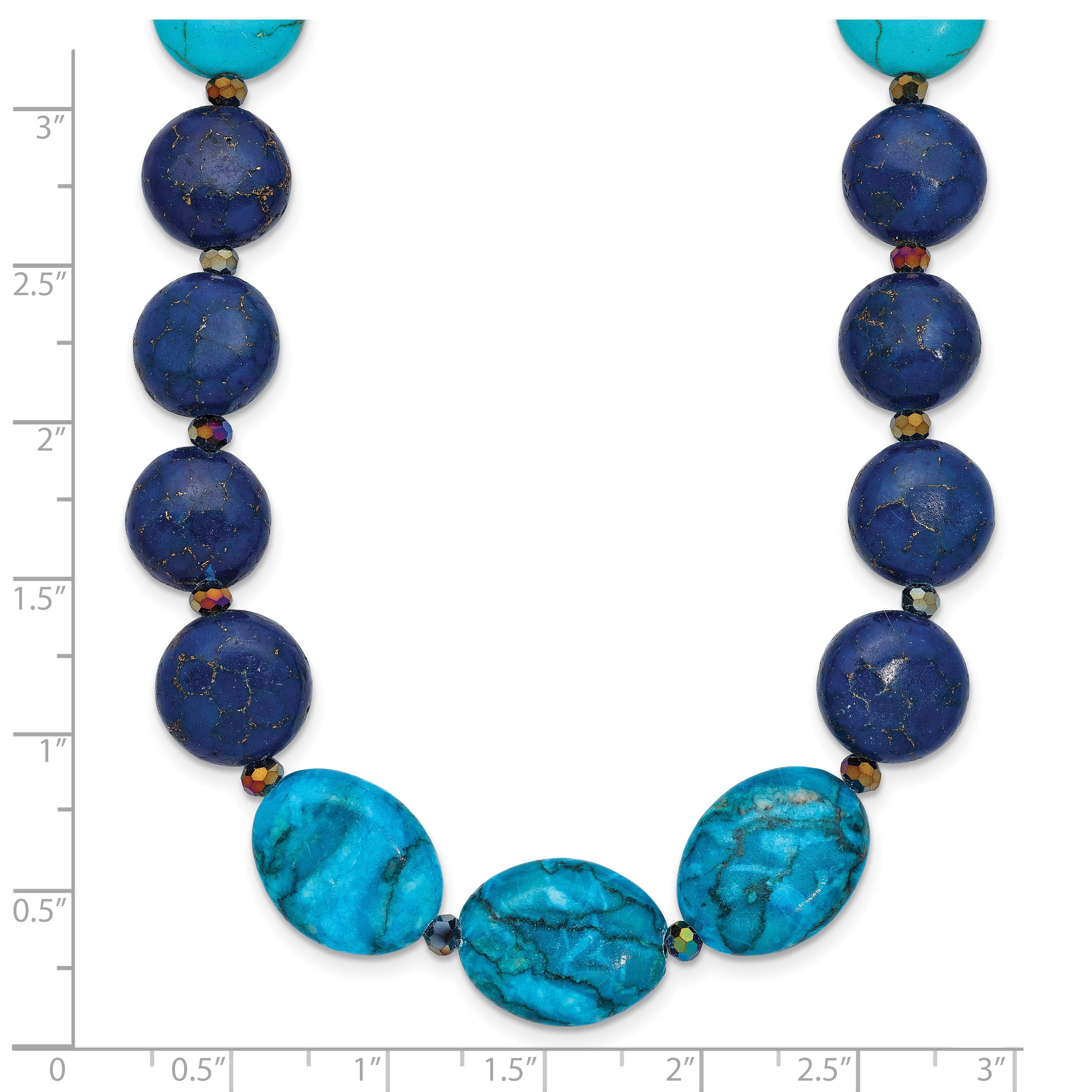 Sterling Silver Agate,Crystal,Jasper, Recon. Lapis w/2 in ext Necklace