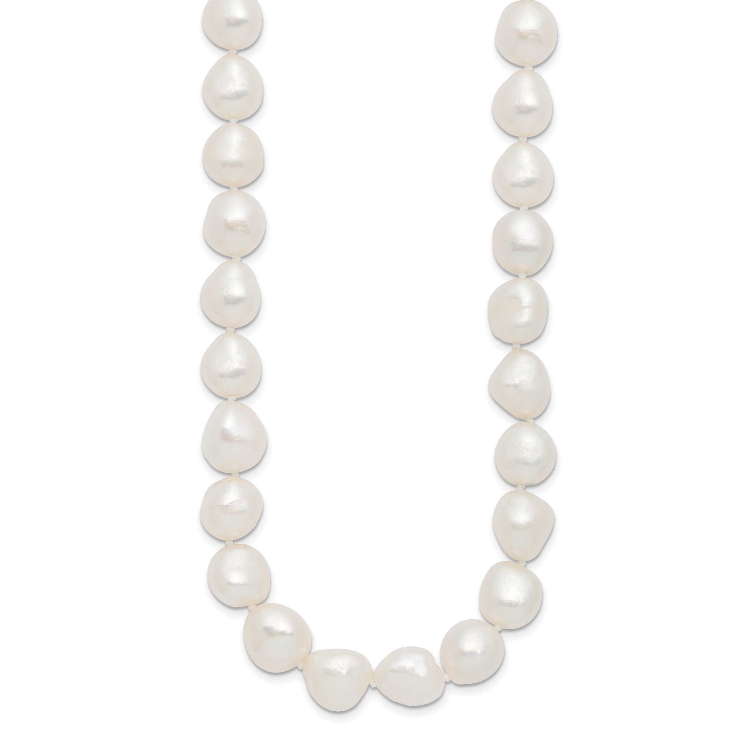 Sterling Silver Rhodium-plated 11-12mm White Baroque Freshwater Cultured Pearl 18 inch Necklace