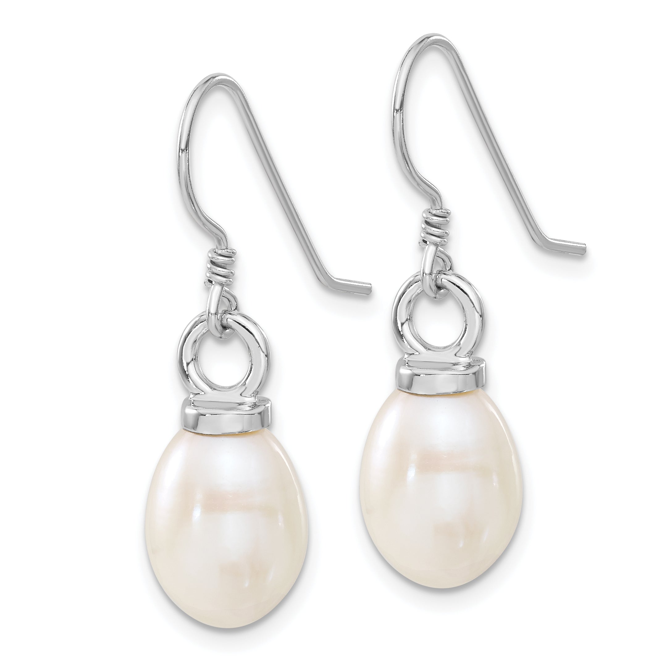 Sterling Silver Rhodium-plated 10-11mm White Teardrop Freshwater Cultured Pearl 17 inch Necklace and Dangle Earrings Set