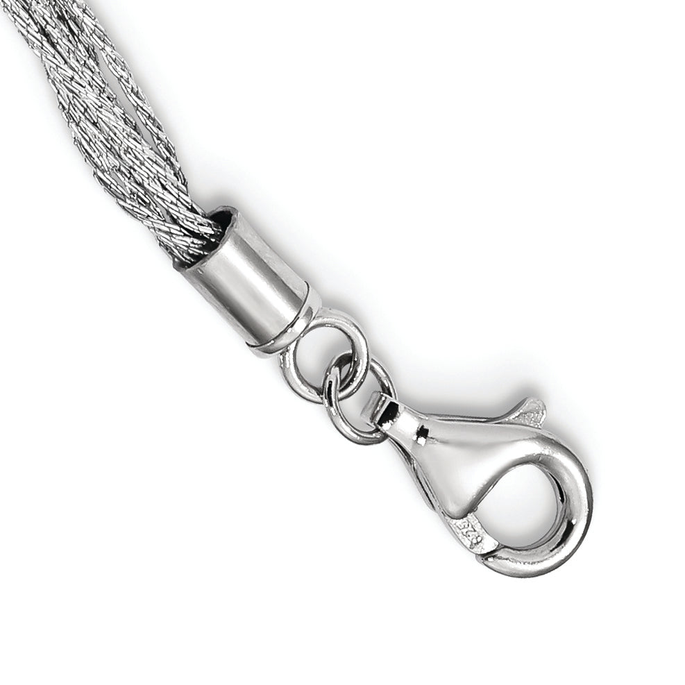 Sterling Silver Rhodium-plated 8-10mm White Semi-Round Freshwater Cultured Pearl Multi Strand 18 inch Necklace