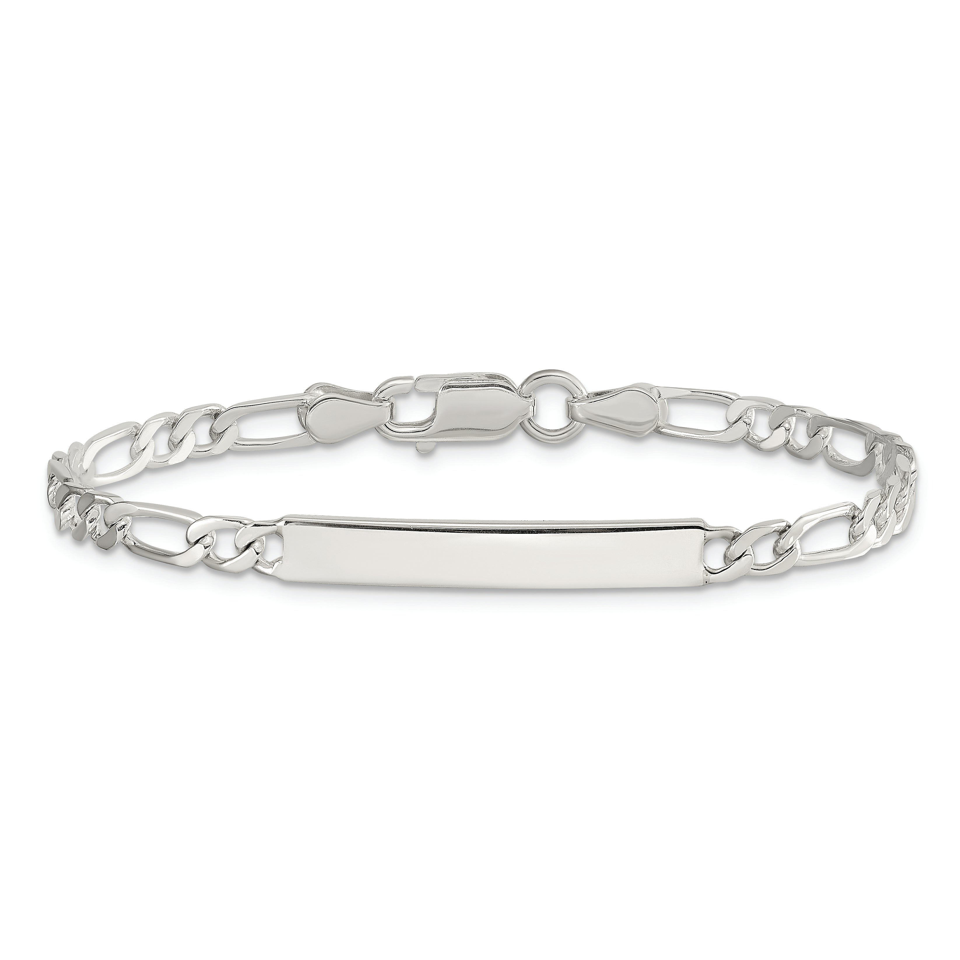 Sterling Silver Engraveable 6 in. Figaro Link ID Bracelet