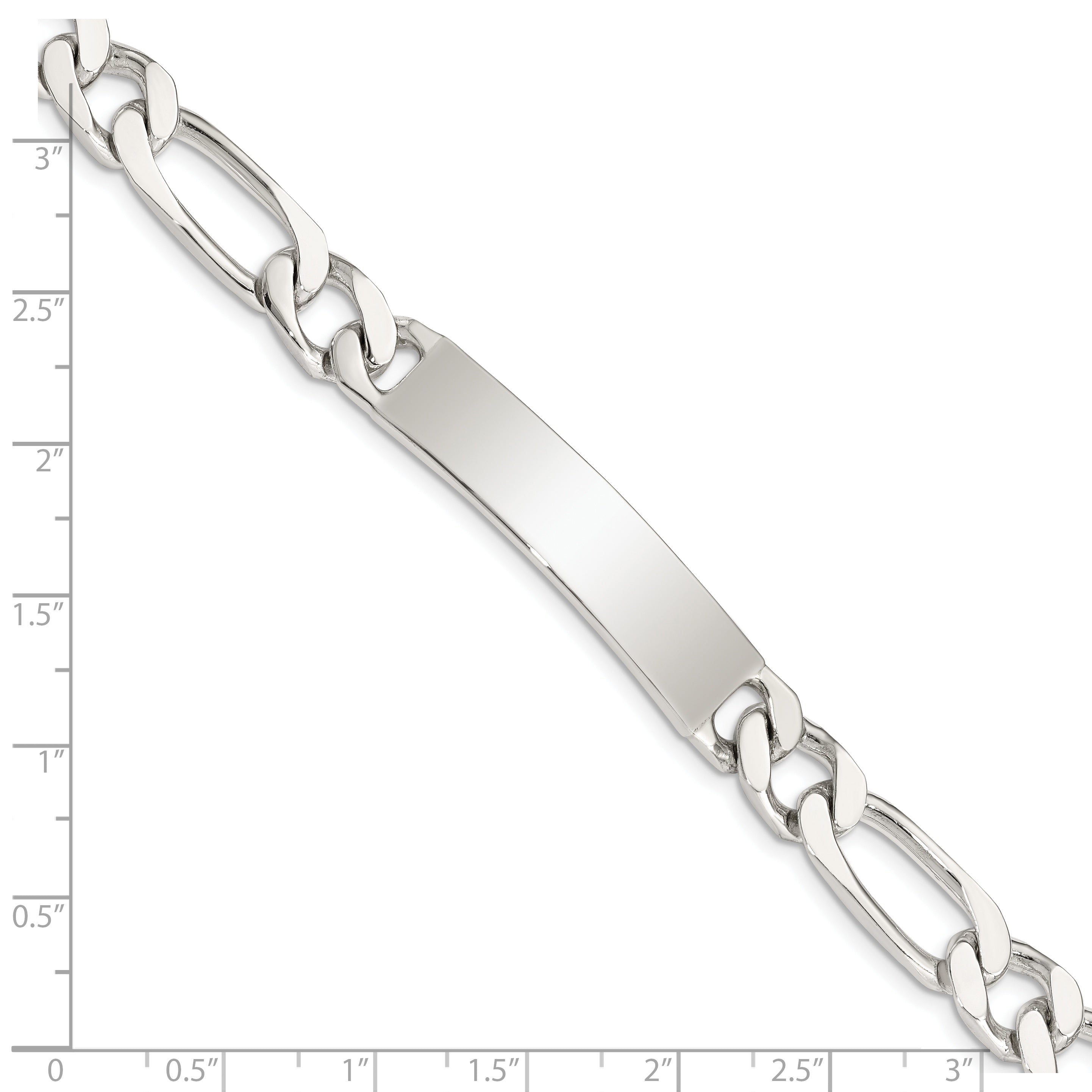 Sterling Silver 8.5inch Polished Engraveable Figaro Link ID Bracelet