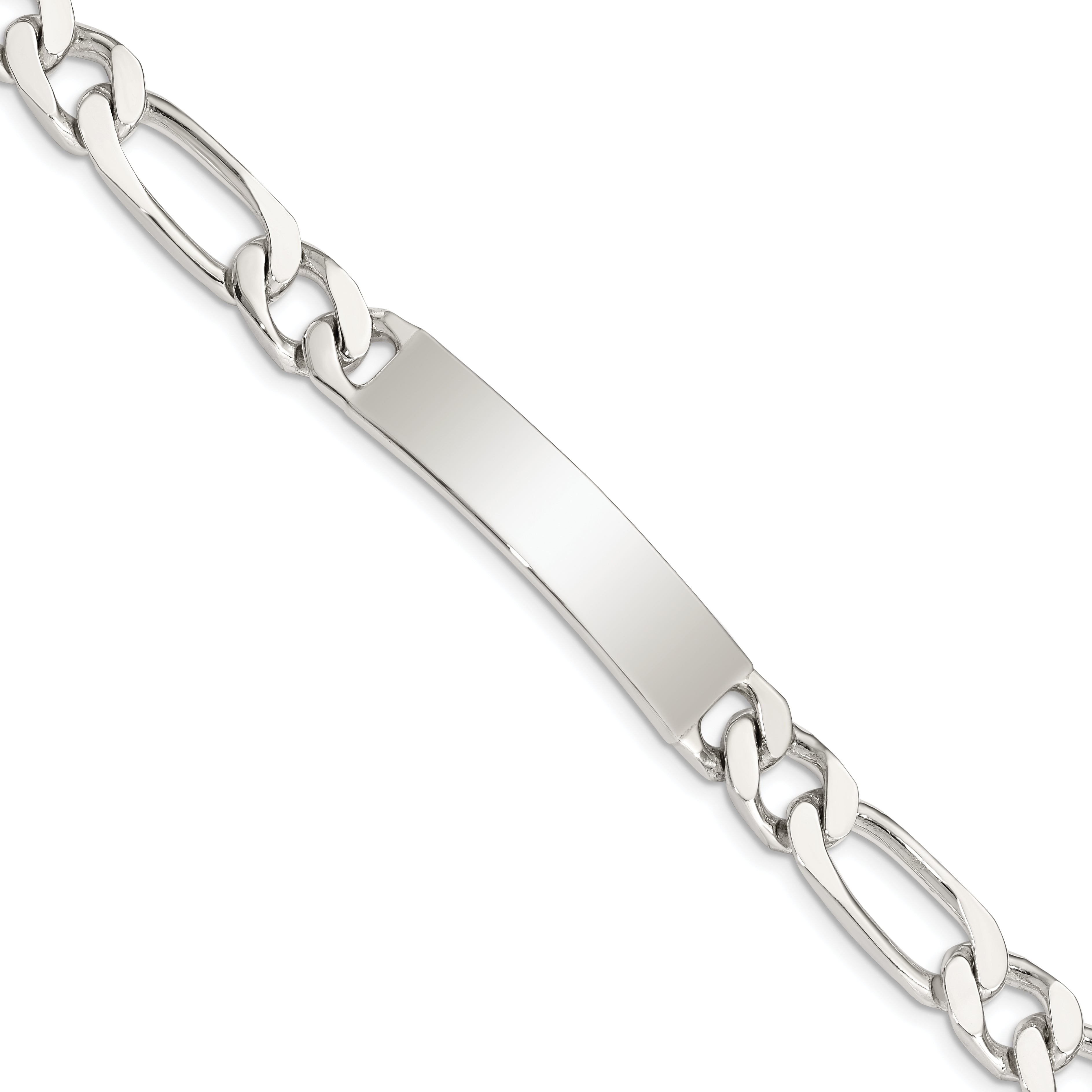 Sterling Silver 8.5inch Polished Engraveable Figaro Link ID Bracelet