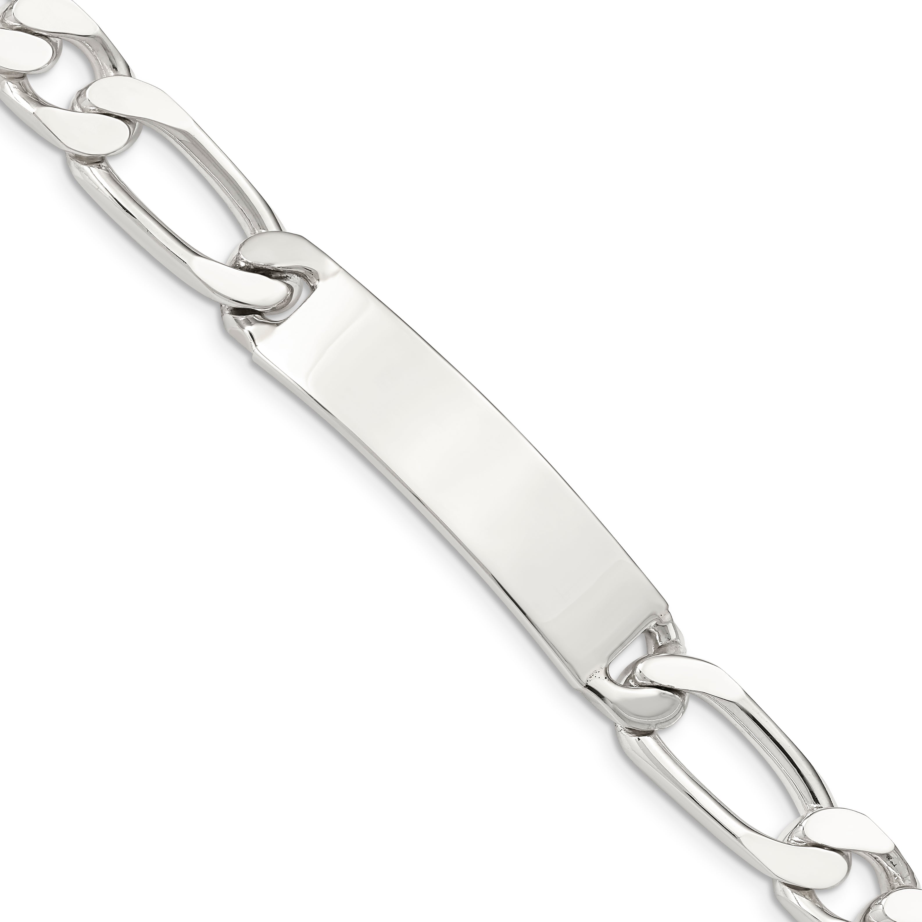 Sterling Silver 8.5inch Polished Engraveable 1 Figaro Link ID Bracelet