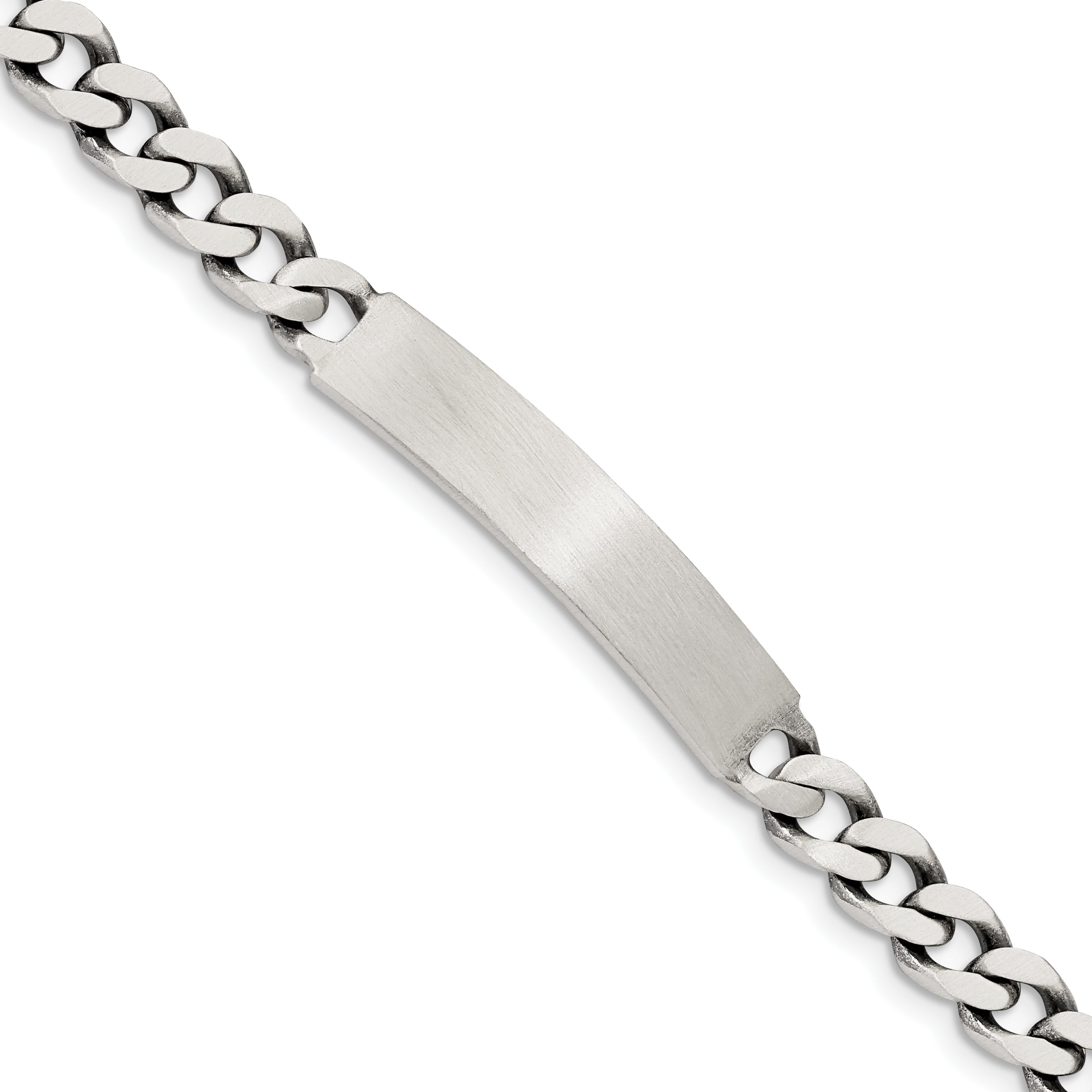 Sterling Silver 7inch Engraveable Antiqued Curb Link ID Bracelet