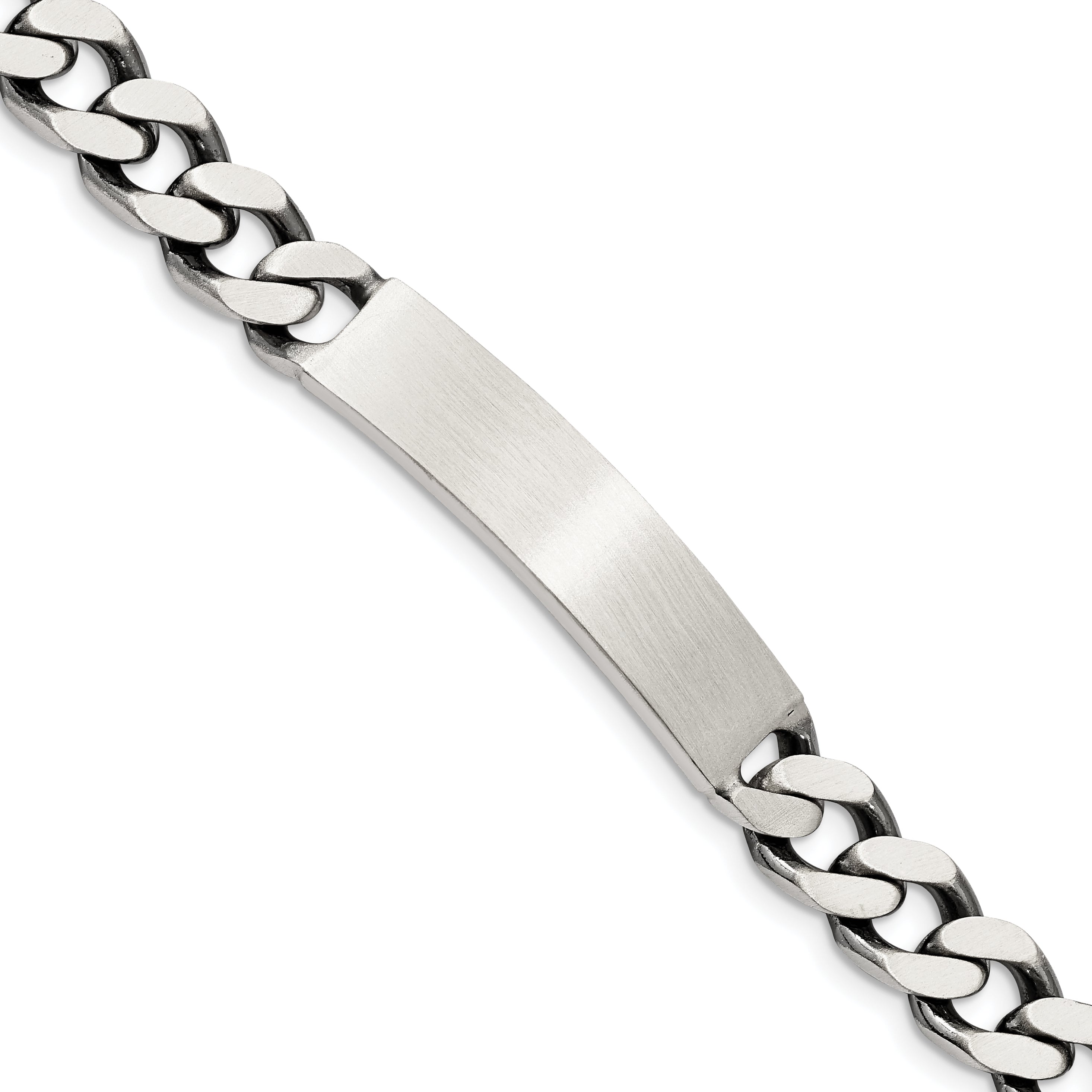 Sterling Silver 7inch Engraveable Antiqued Curb Link ID Bracelet