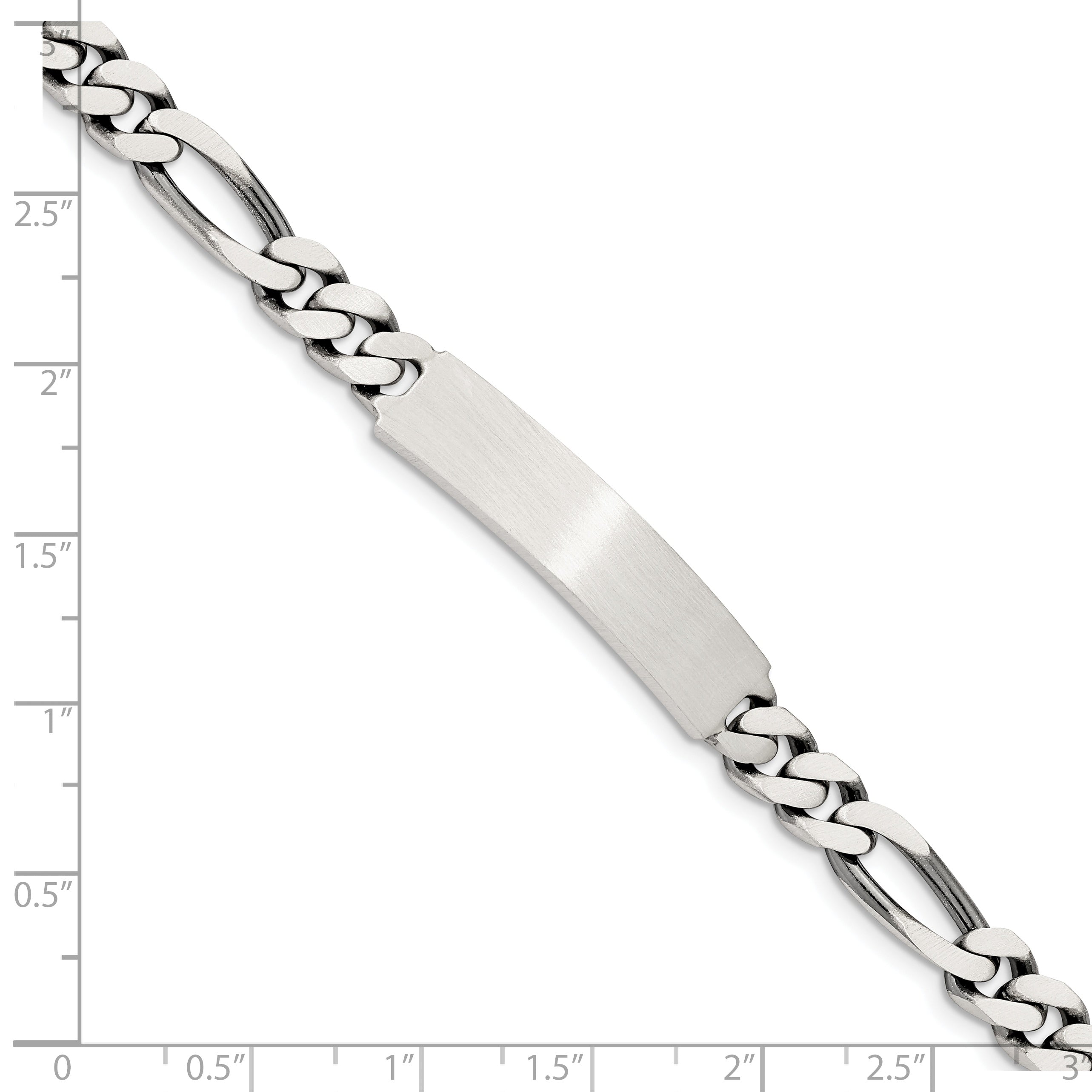 Sterling Silver 8inch Engraveable Antiqued Figaro Link ID Bracelet