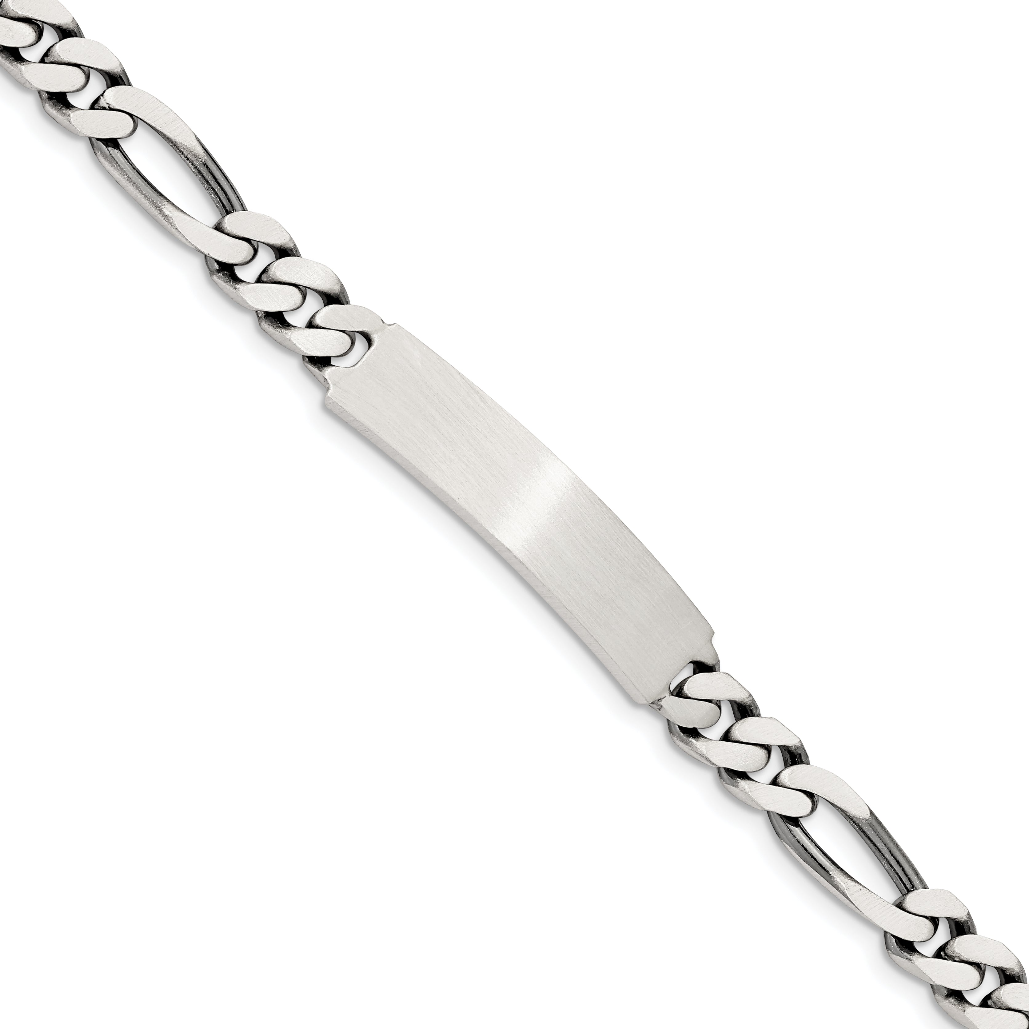 Sterling Silver 8inch Engraveable Antiqued Figaro Link ID Bracelet