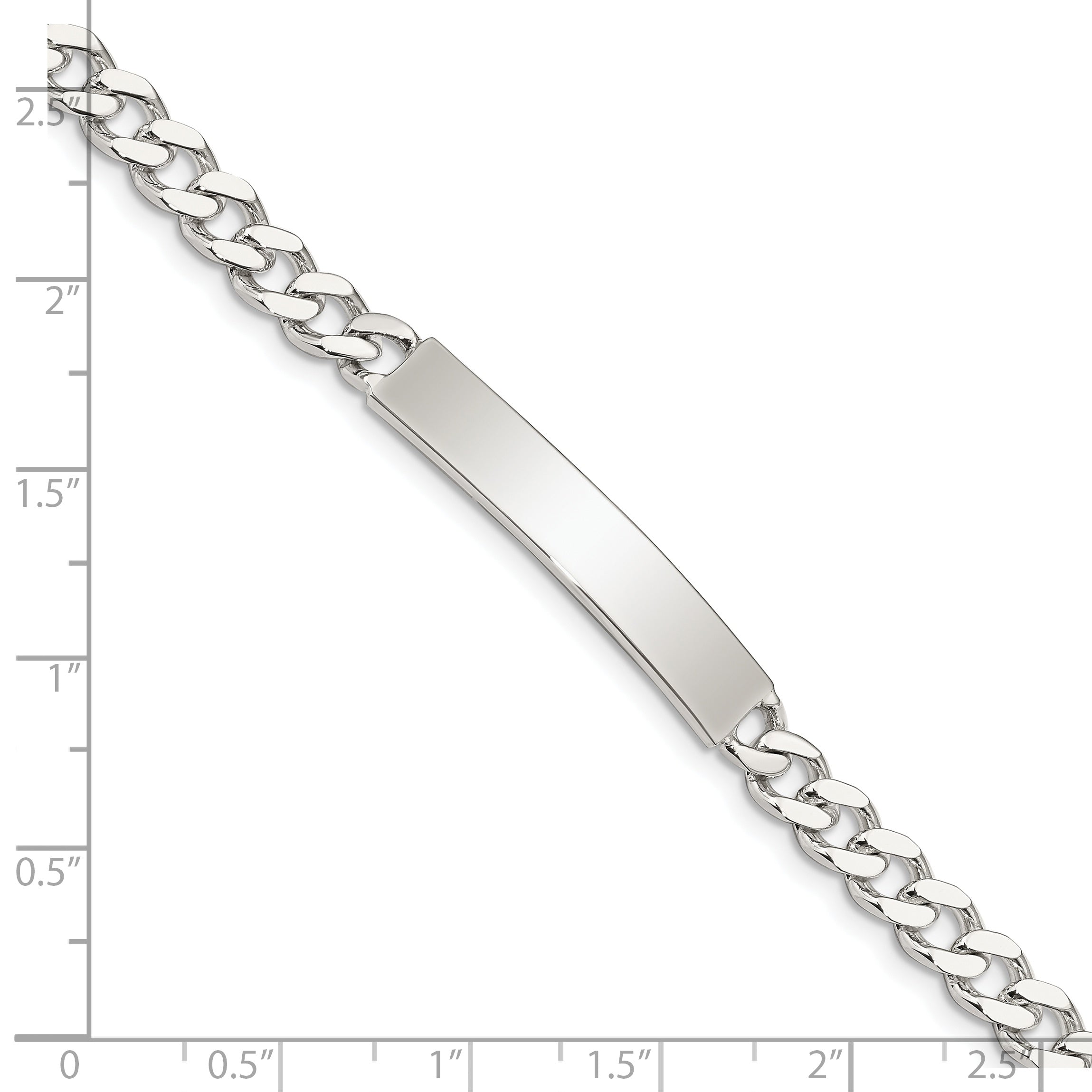 Sterling Silver 8inch Polished Engraveable Curb Link ID Bracelet
