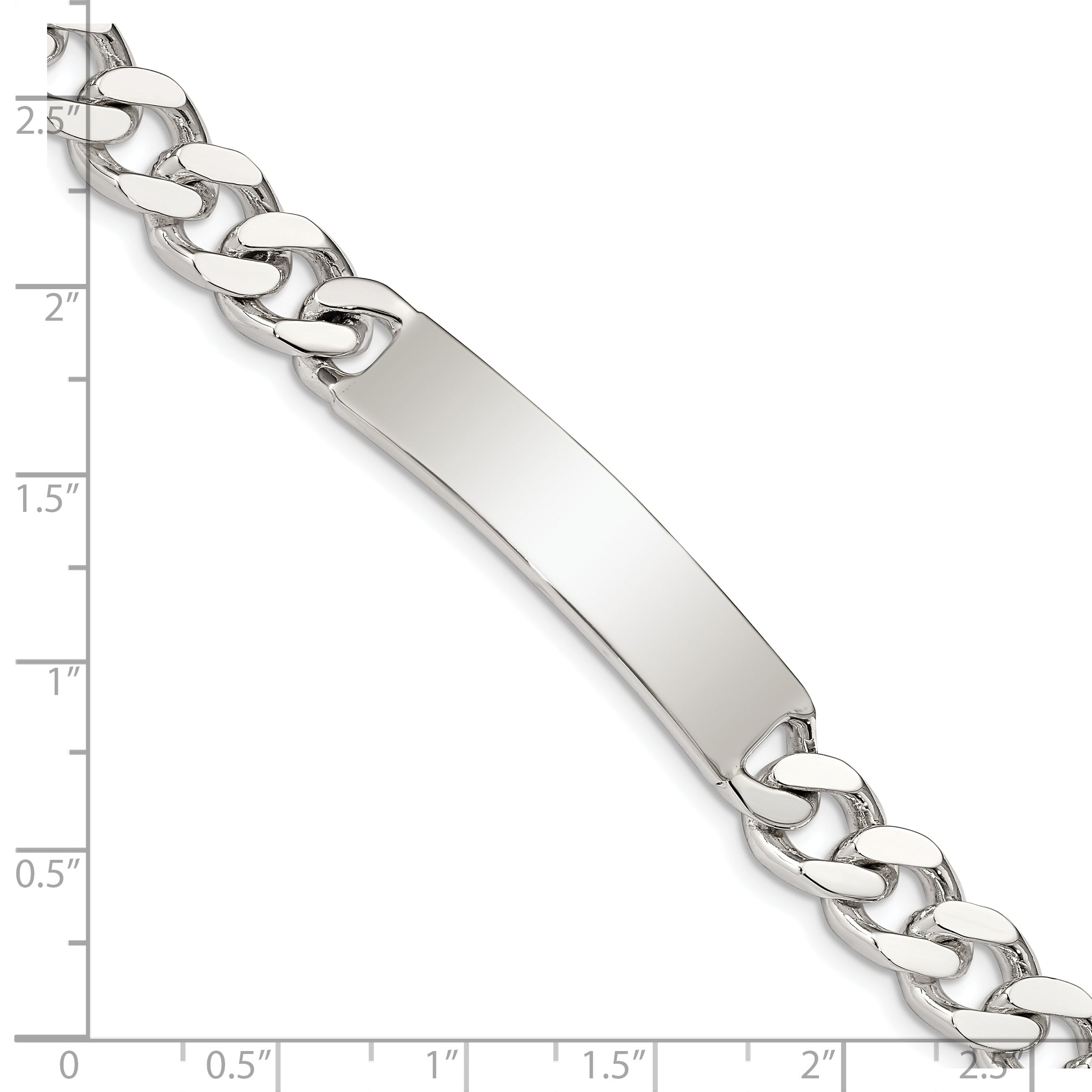 Sterling Silver 8inch Polished Engraveable Curb Link ID Bracelet
