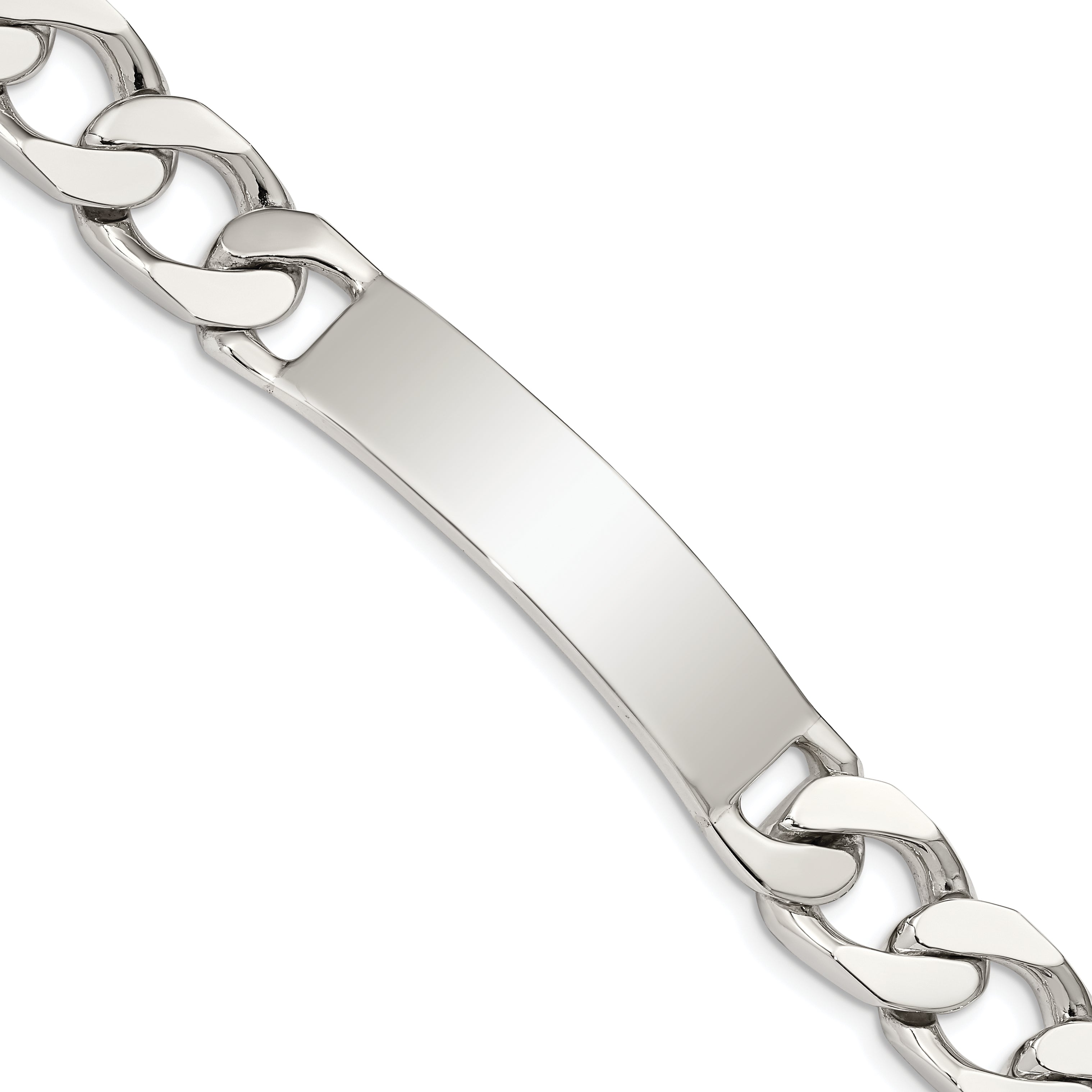 Sterling Silver 8.5inch Polished Engraveable Curb Link ID Bracelet