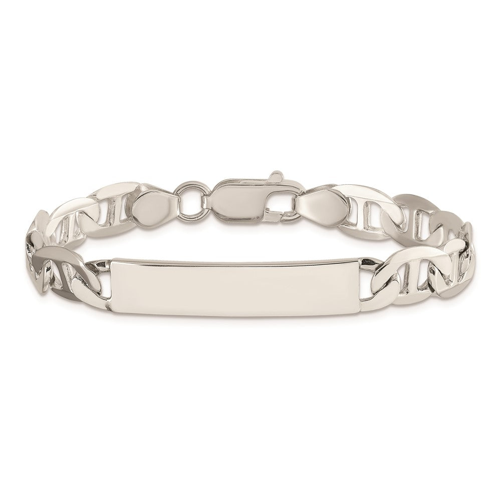 Sterling Silver 7inch Polished Engraveable Anchor Link ID Bracelet