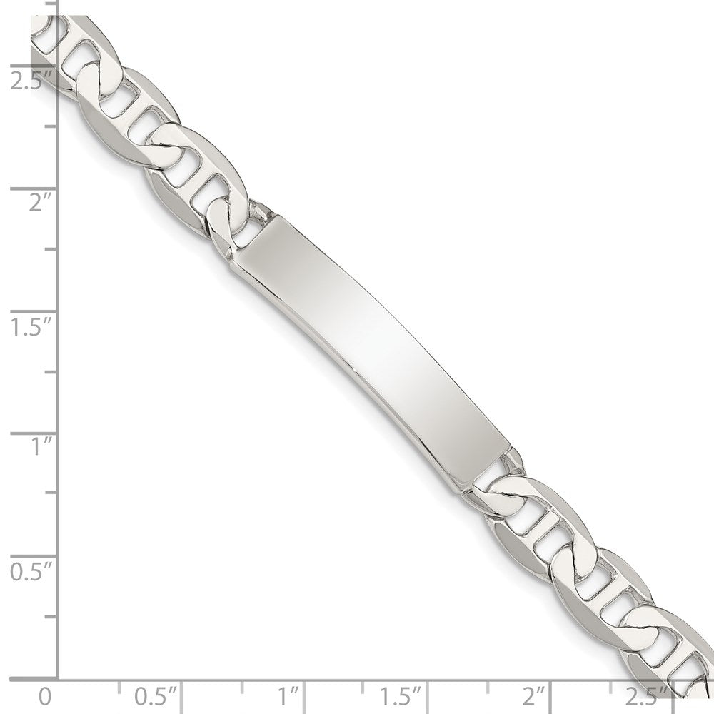 Sterling Silver 7inch Polished Engraveable Anchor Link ID Bracelet