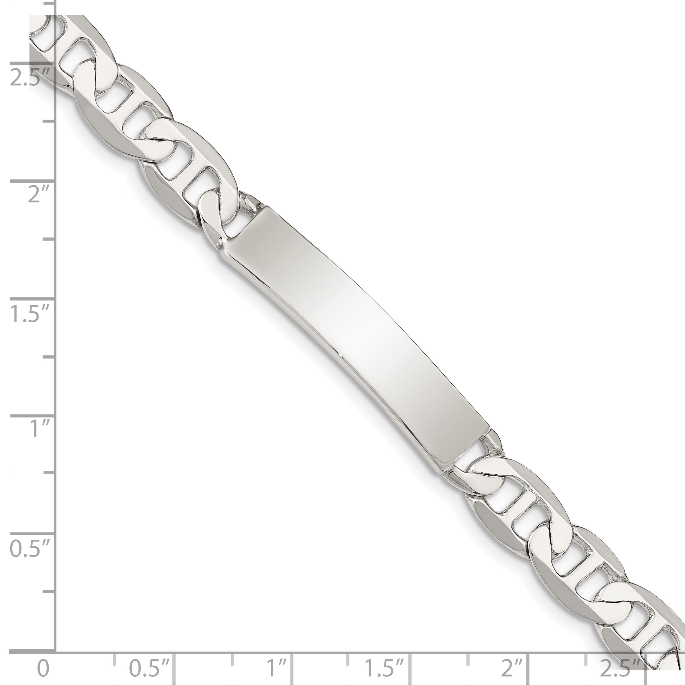 Sterling Silver 8inch Polished Engraveable Anchor Link ID Bracelet