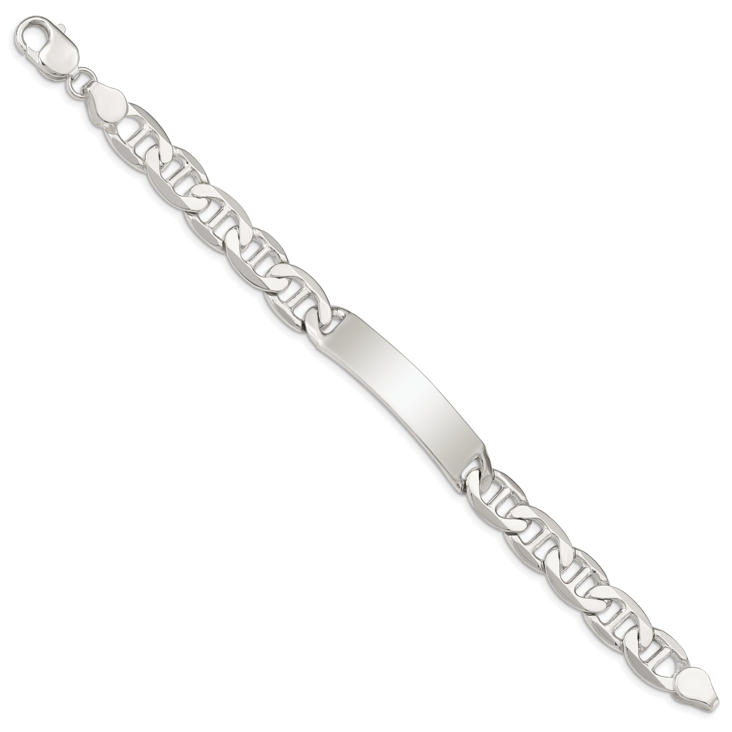 Sterling Silver 8.5inch Polished Engraveable Anchor Link ID Bracelet