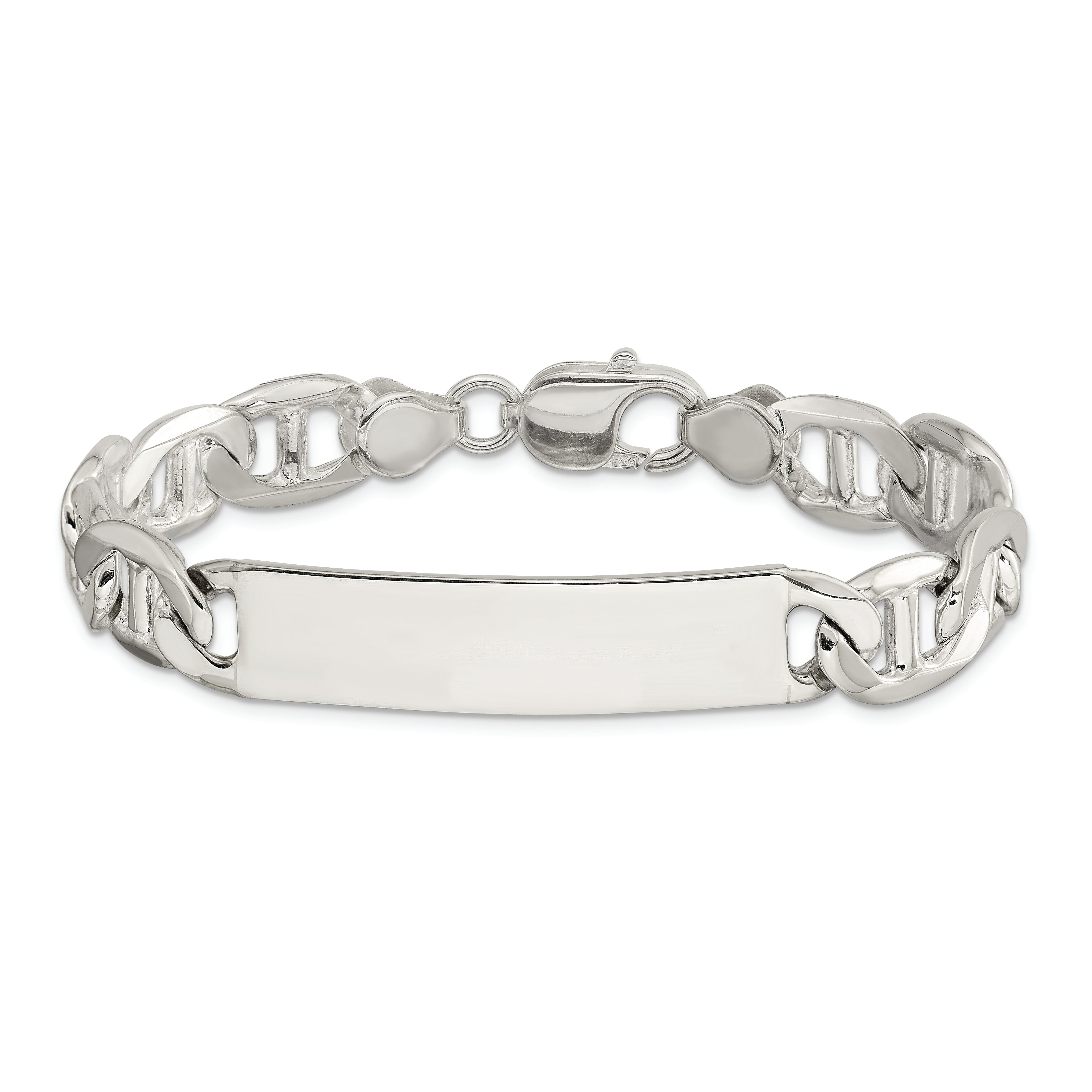 Sterling Silver 8.5inch Polished Engraveable Anchor Link ID Bracelet