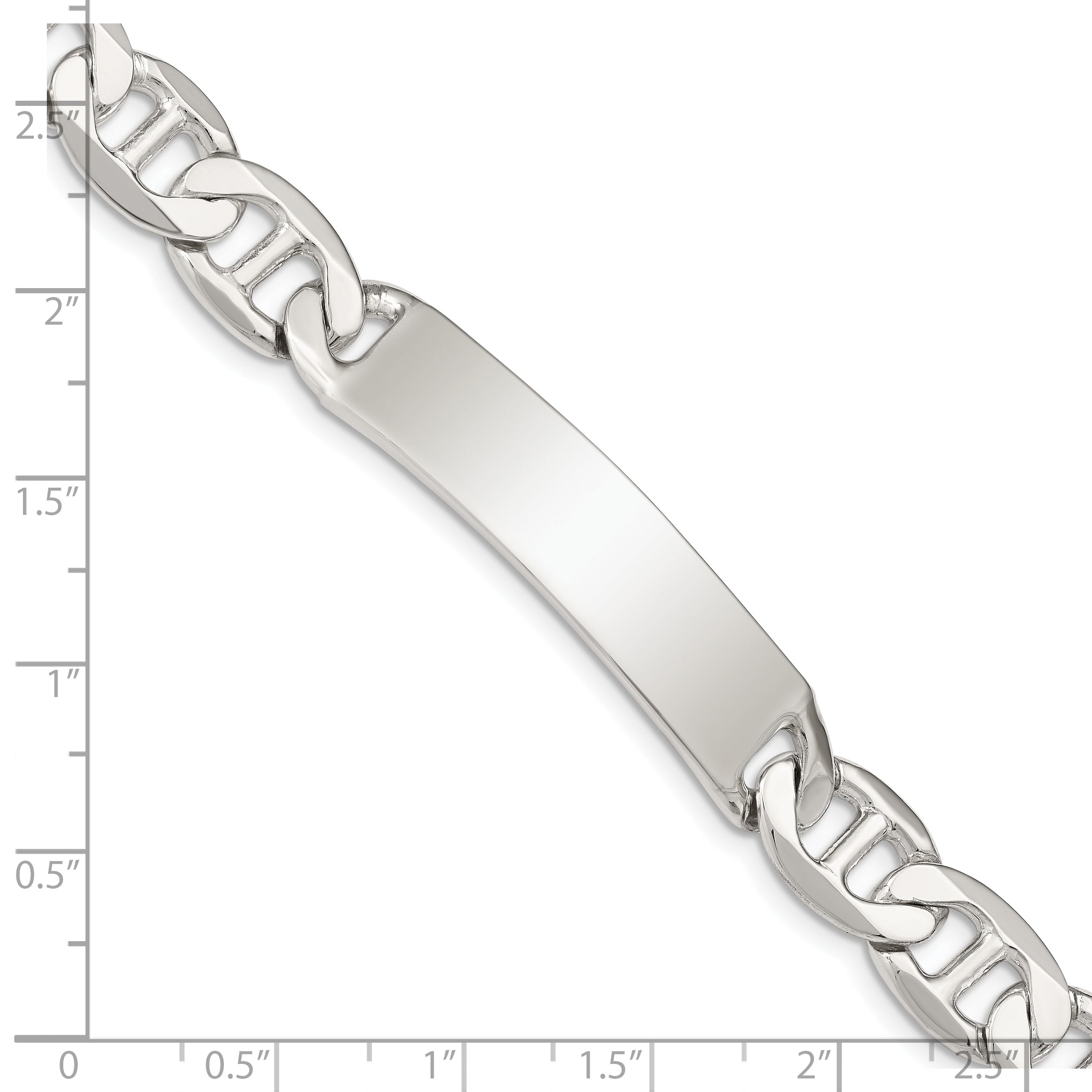 Sterling Silver 8.5inch Polished Engraveable Anchor Link ID Bracelet