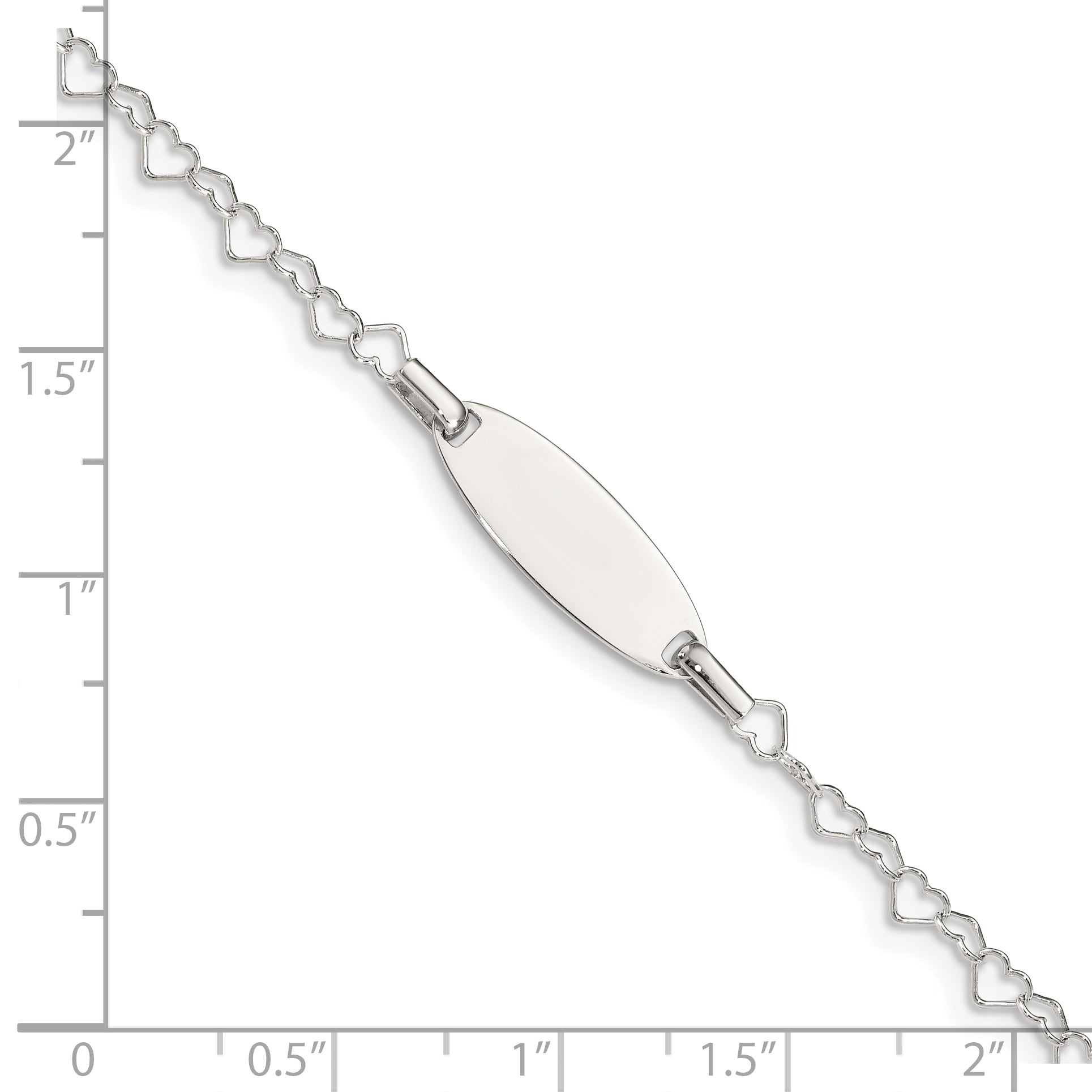 Sterling Silver Polished Engraveable Children's ID Heart Link Bracelet