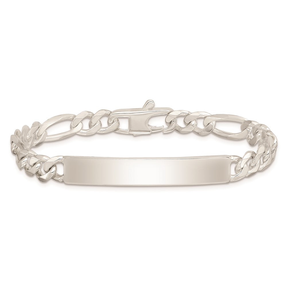 Sterling Silver Figaro Link ID Bracelet
