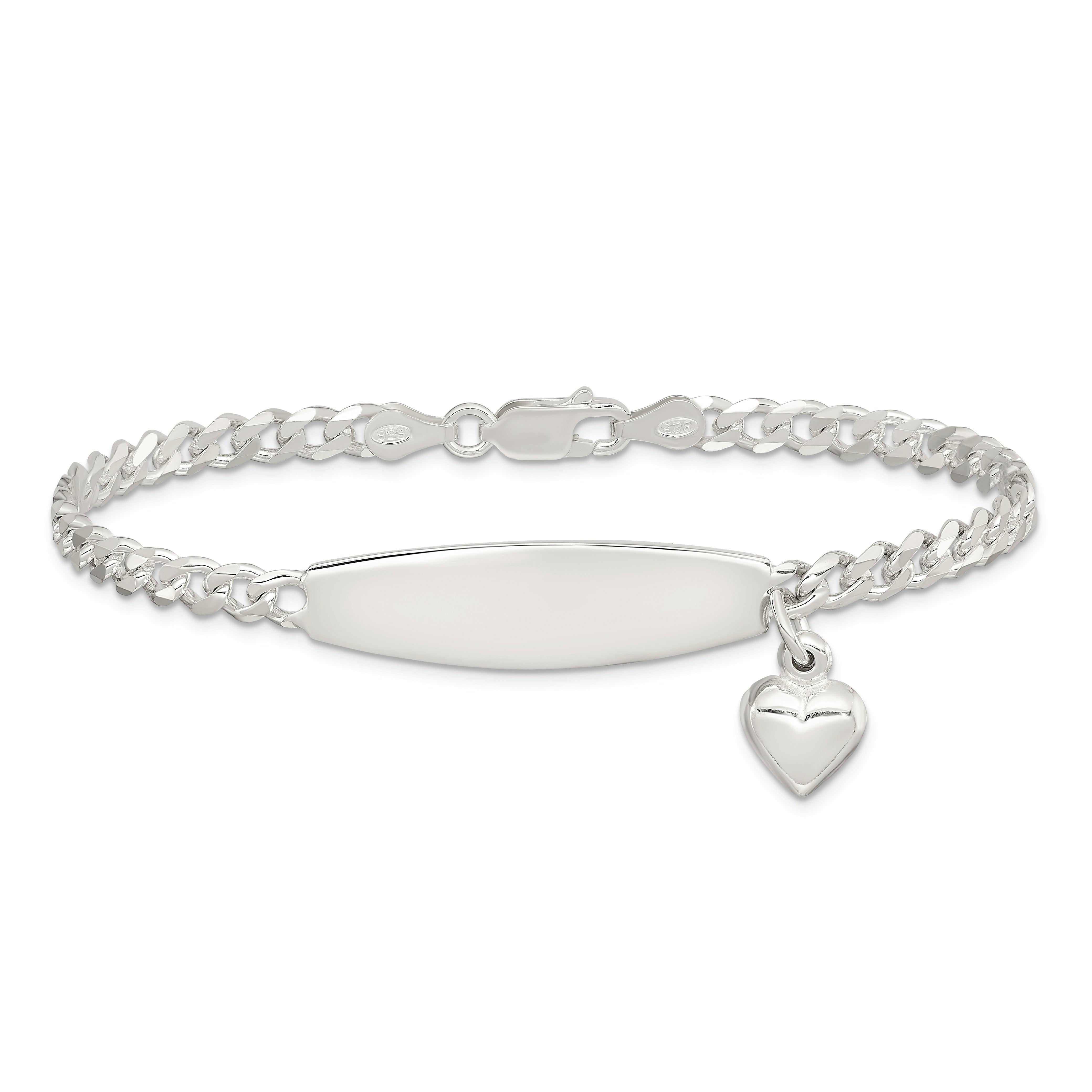 Sterling Silver w/Heart Charm ID Bracelet