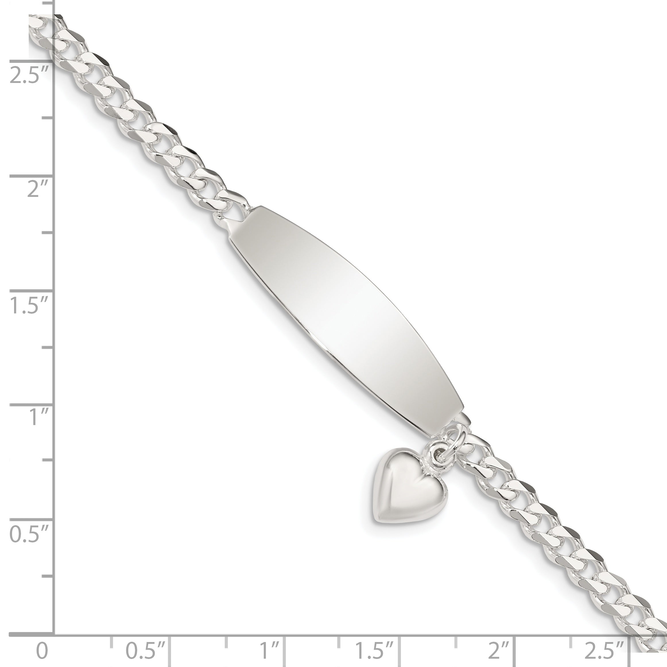 Sterling Silver w/Heart Charm ID Bracelet