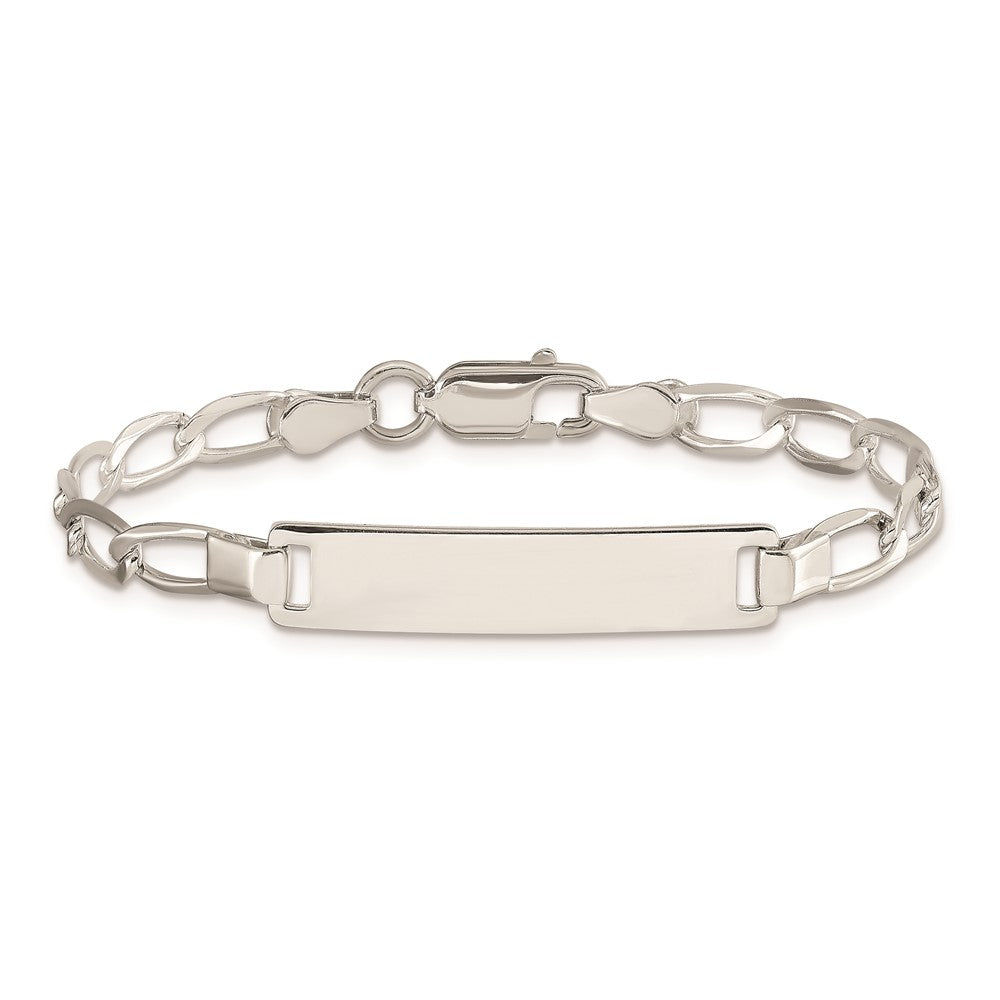 Sterling Silver 6inch Polished Engraveable Childrens ID Bracelet