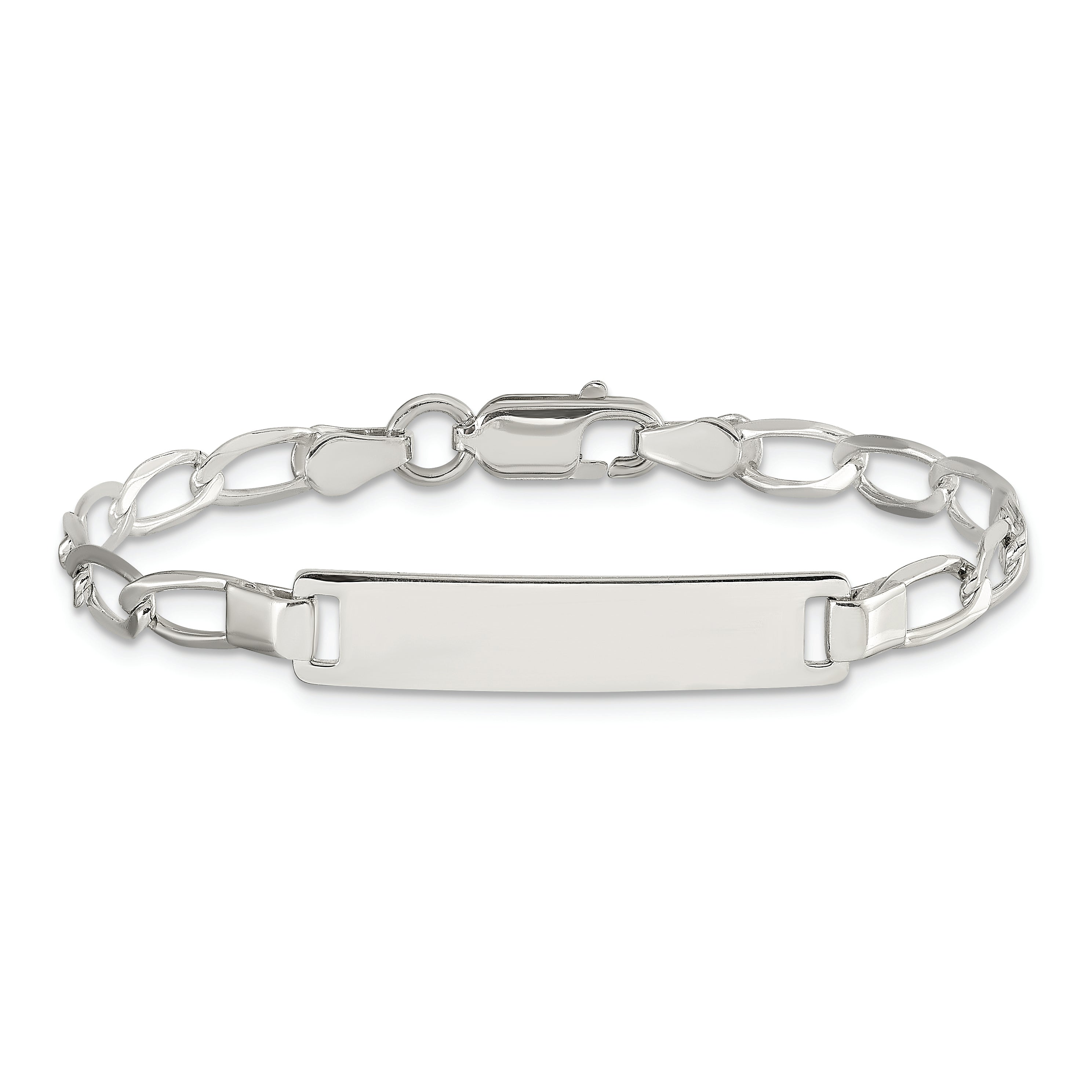 Sterling Silver Polished Engraveable Childrens ID Bracelet