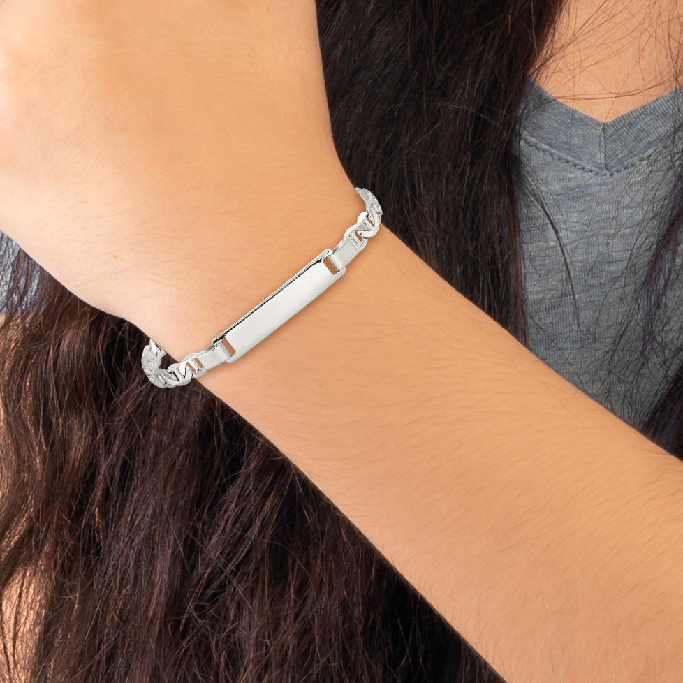 Sterling Silver Engraveable Childrens ID Anchor Link Bracelet