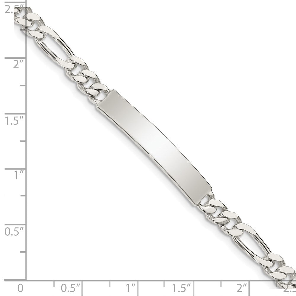 Sterling Silver Polished Engraveable Figaro Link ID Bracelet