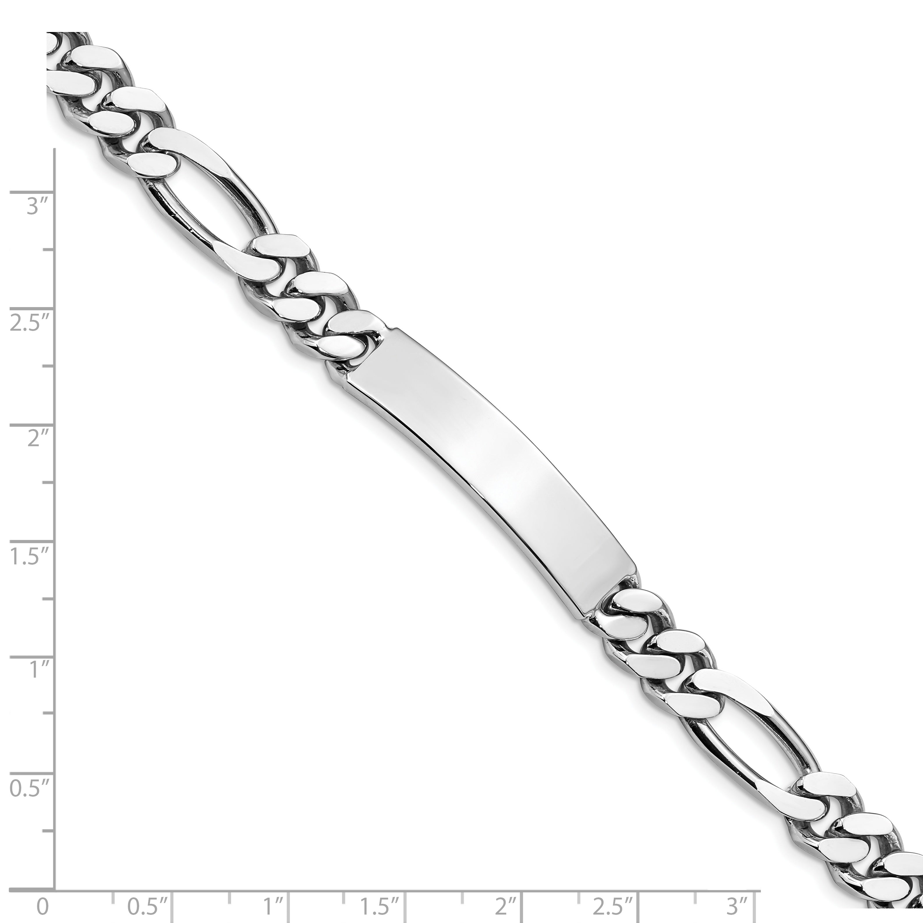 Sterling Silver Polished Engraveable Figaro Link ID Bracelet