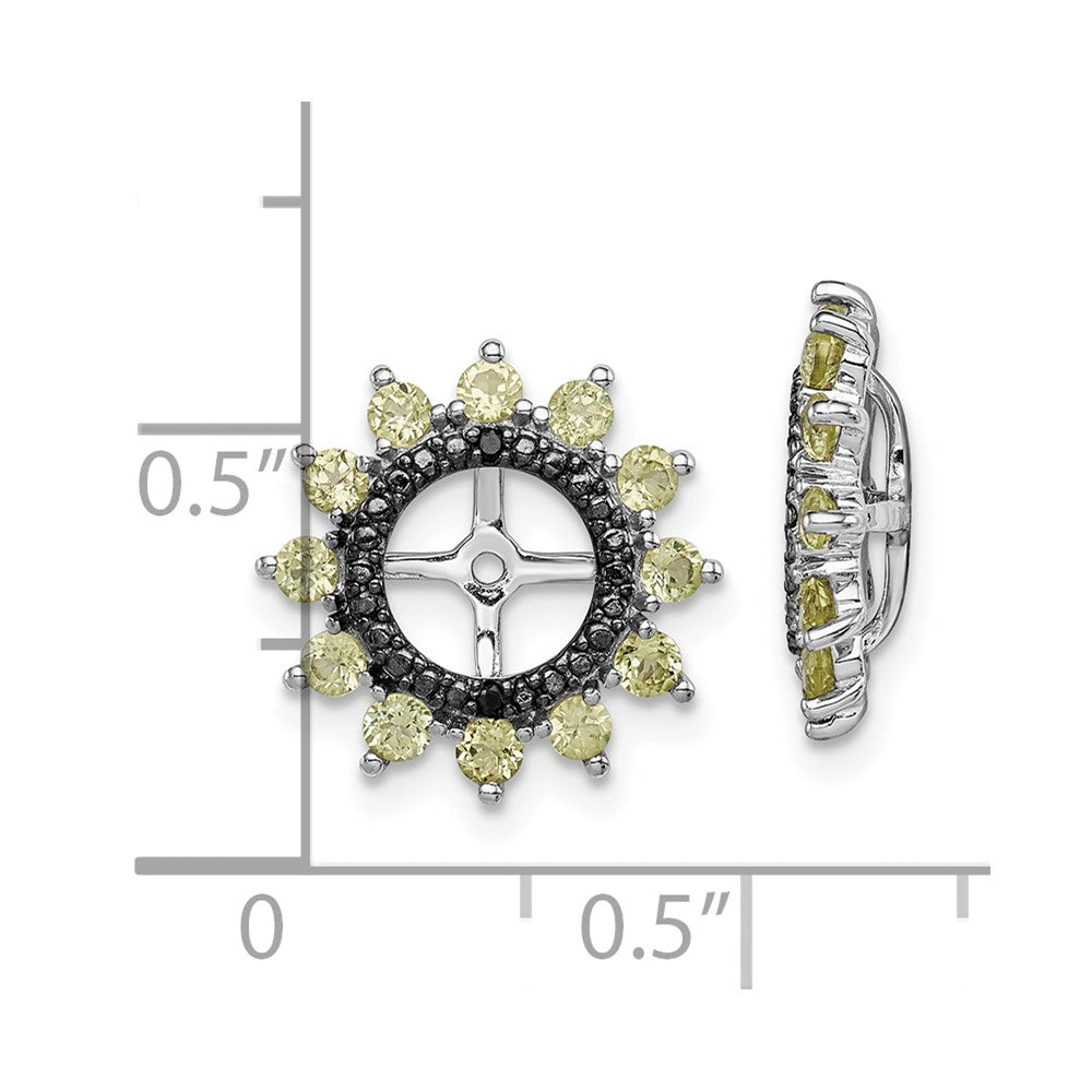 Sterling Silver Rhodium Peridot & Black Sapphire Earring Jacket