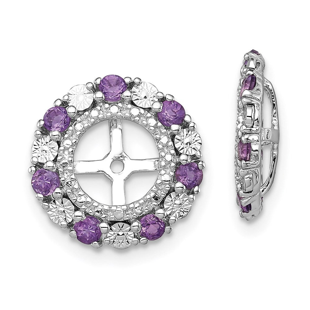 Sterling Silver Rhodium Amethyst Earring Jacket