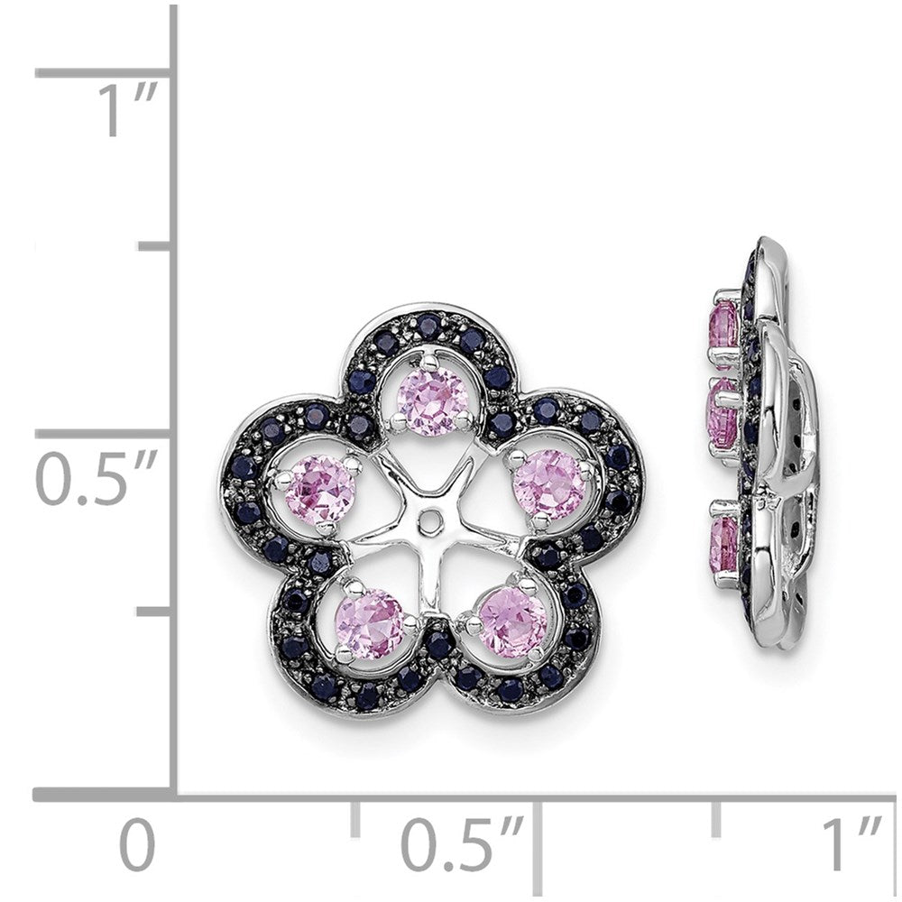 Sterling Silver Rhodium Crted Pink Sapphire & Black Sapphire Earring Jacket