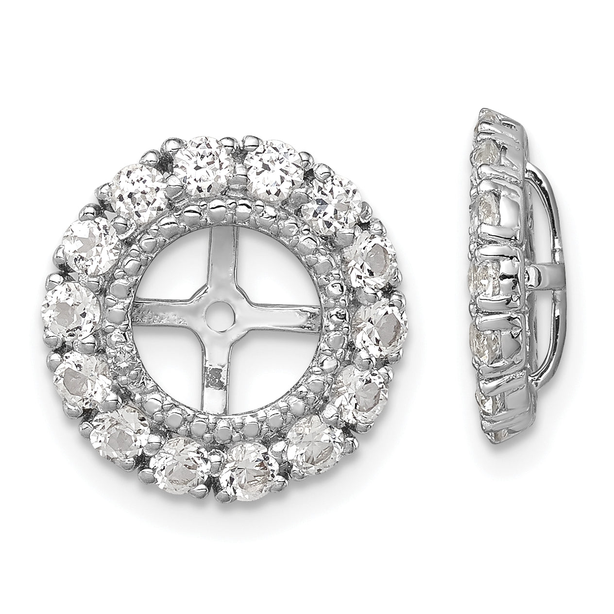 Sterling Silver Rhodium Diam. & White Topaz Earring Jacket