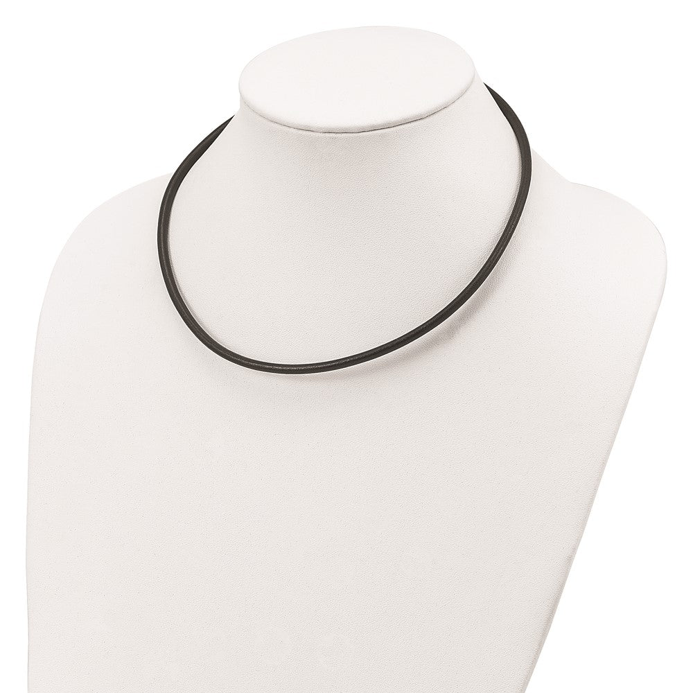 Sterling Silver 18inch 4mm Black Leather Necklace