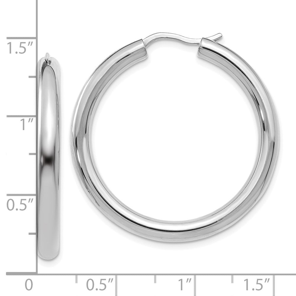 Sterling Silver Rhodium-plated 3.5mm Tube Earrings