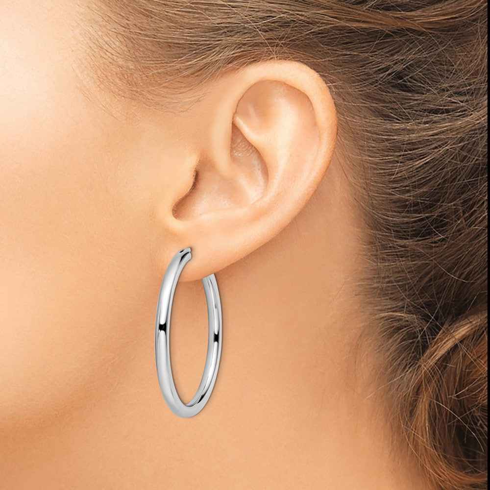 Sterling Silver Rhodium-plated 3.5mm Tube Earrings