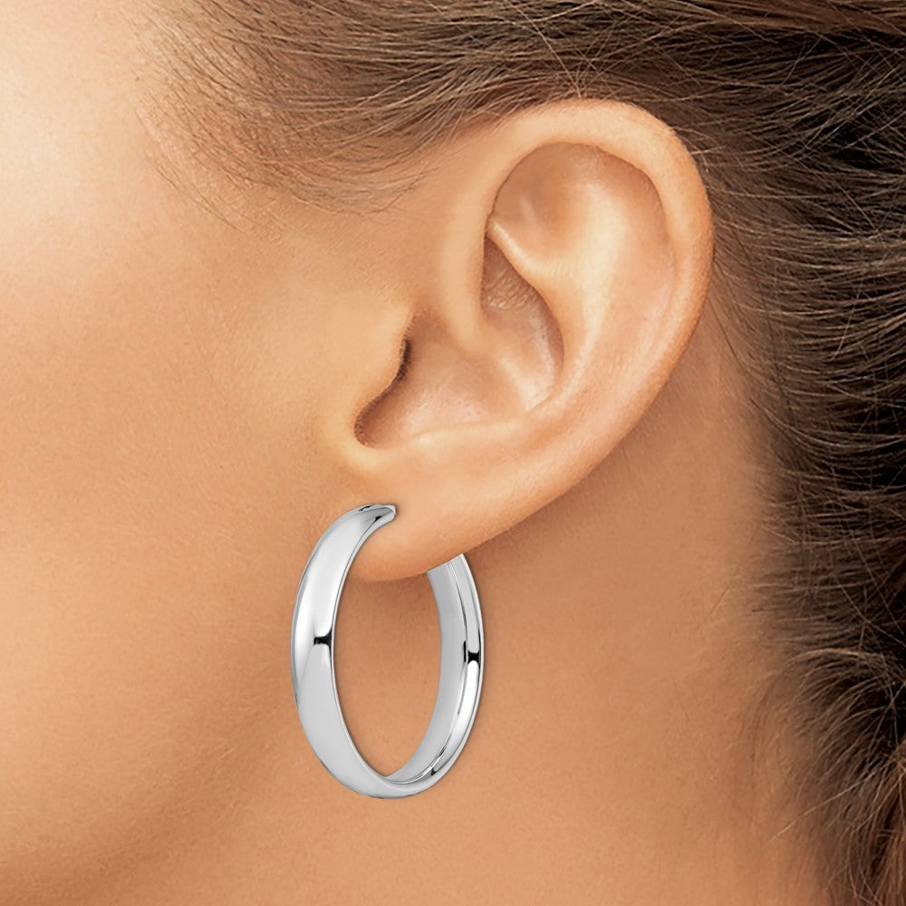 Sterling Silver Rhodium-plated 6mm Half Round Tube Earrings
