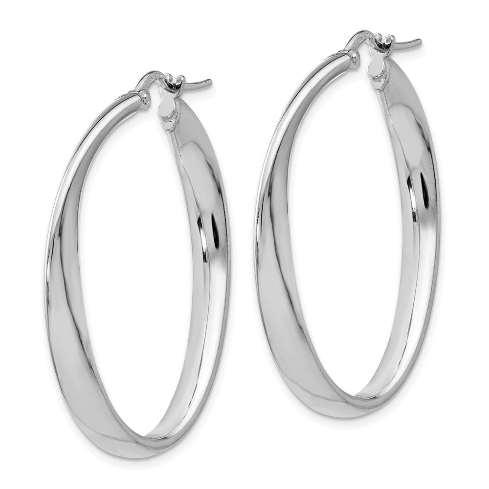 Sterling Silver Polished Twisted Oval Hoop Earrings