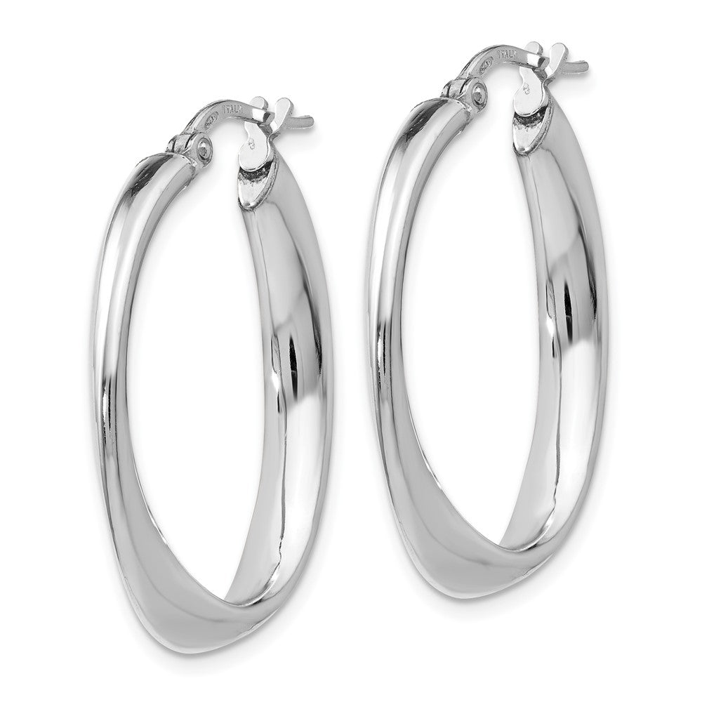 Sterling Silver Polished Twisted Oval Hoop Earrings