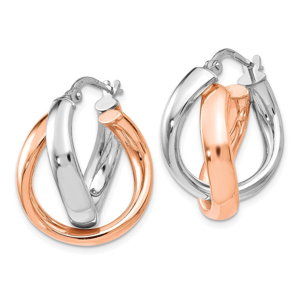 Sterling Silver Rose Gold-plated Double Hoop Earrings