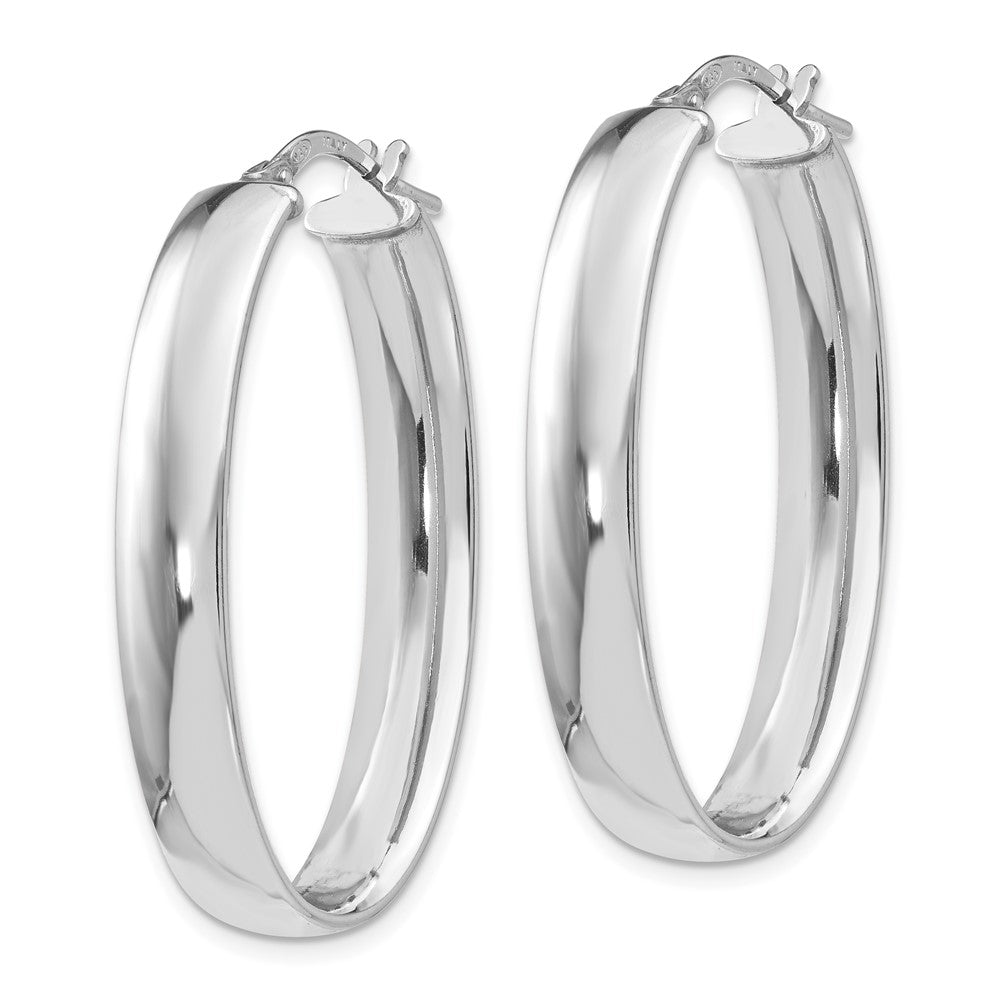 Sterling Silver Polished Oval Hinged Hoop Earrings