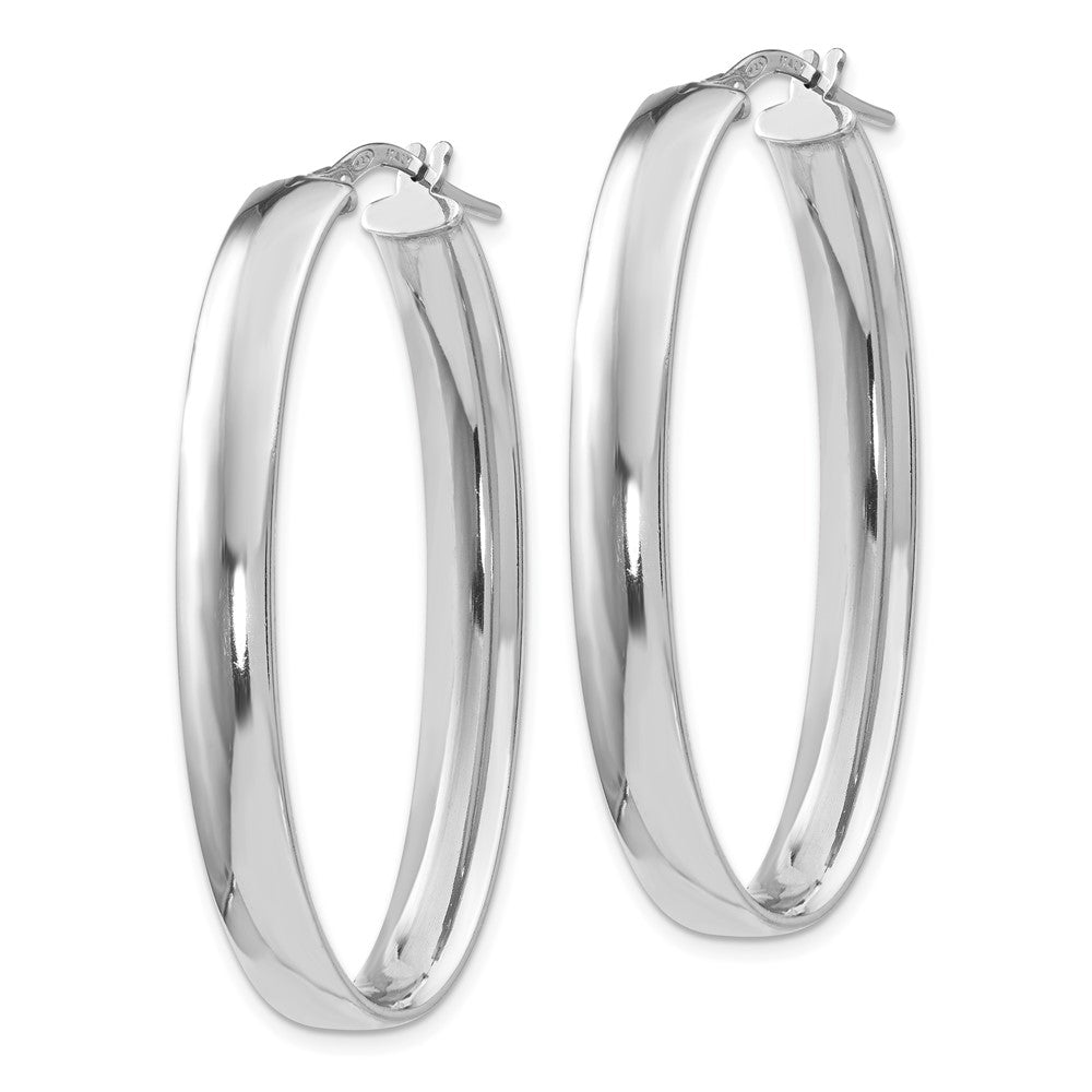 Sterling Silver Polished Oval Hinged Hoop Earrings