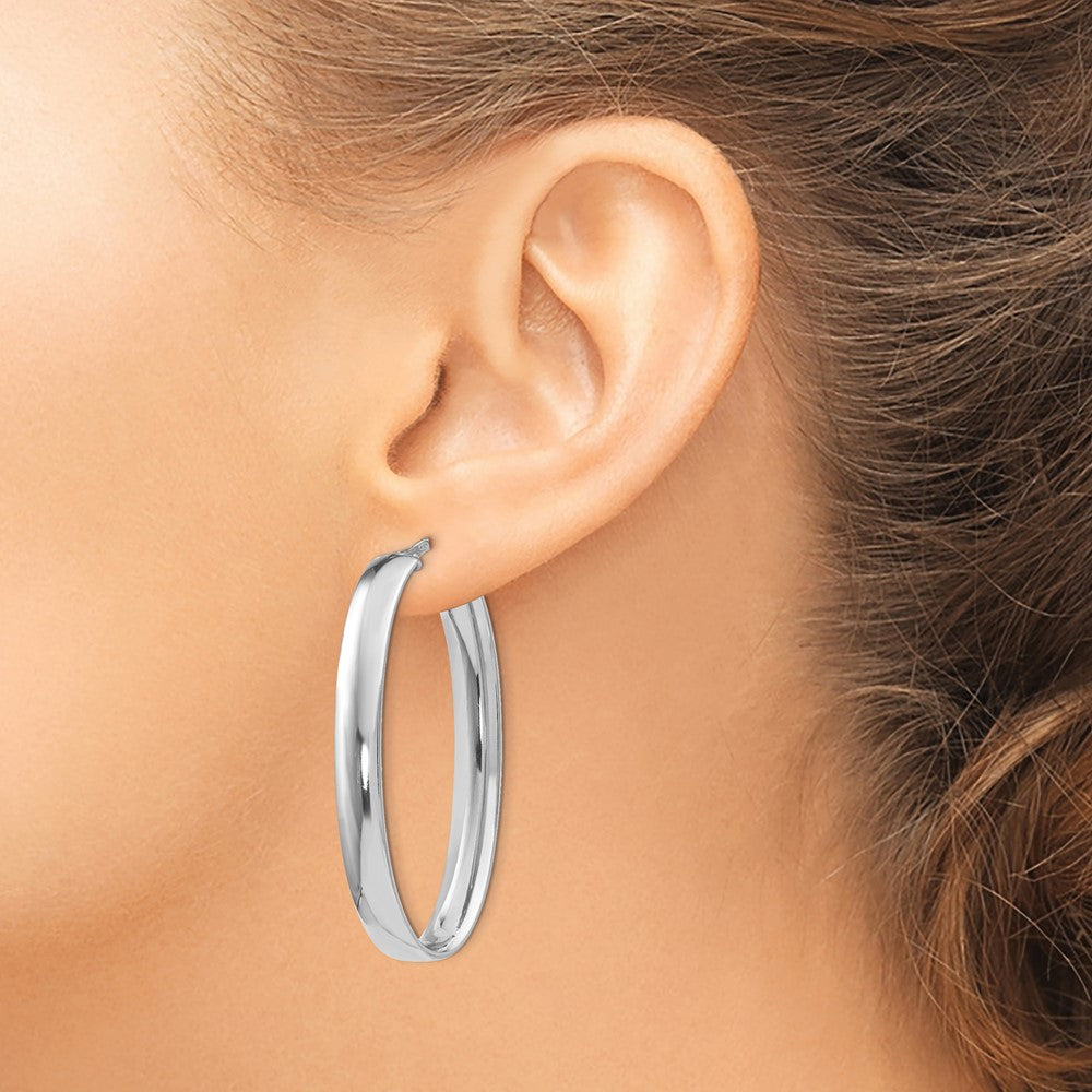Sterling Silver Polished Oval Hinged Hoop Earrings