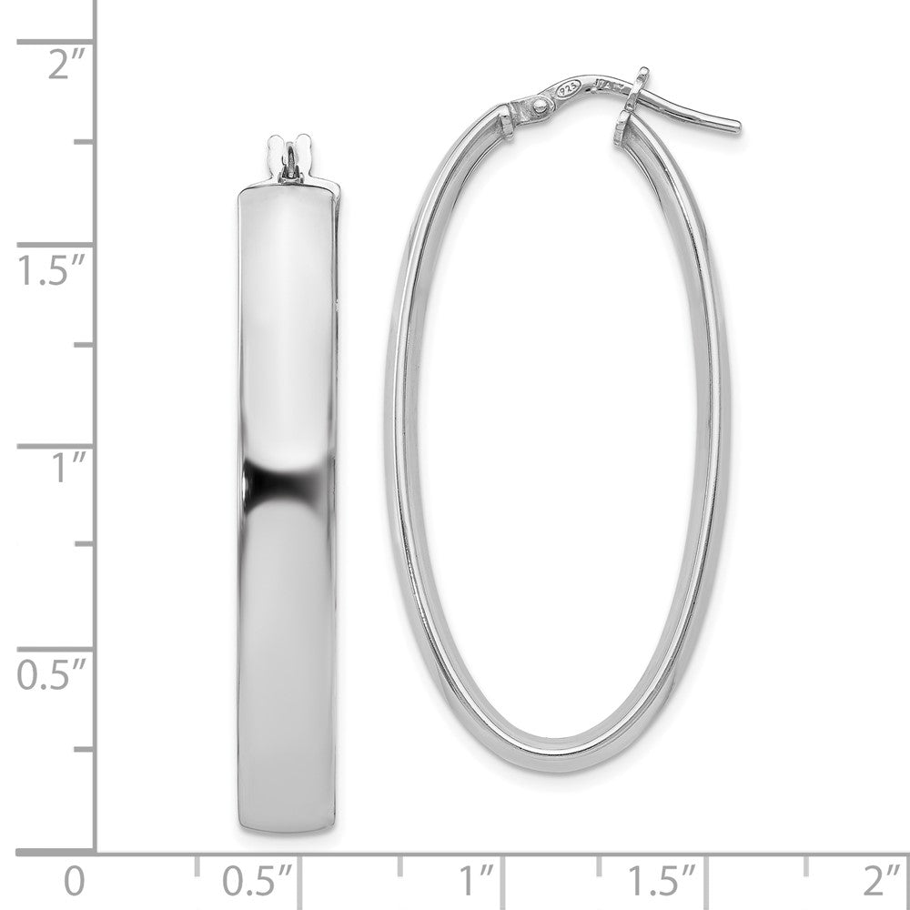 Sterling Silver Polished Oval Hinged Hoop Earrings