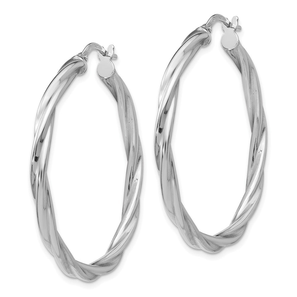Sterling Silver Polished Twisted Hinged Hoop Earrings