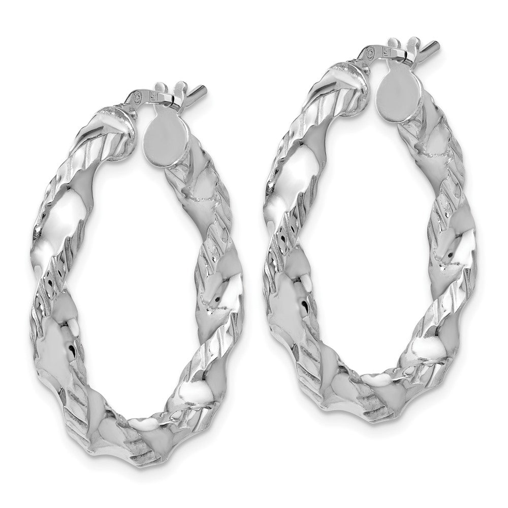 Sterling Silver Polished Twisted Hinged Hoop Earrings