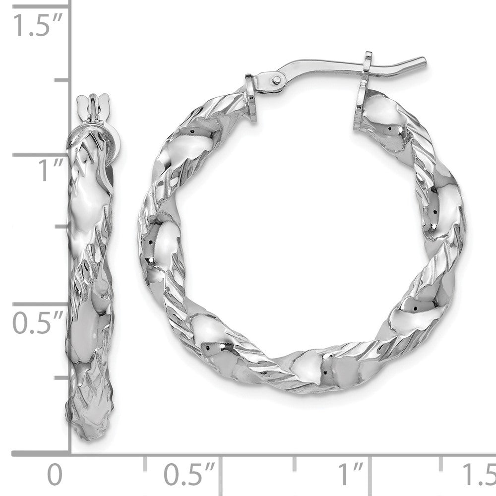 Sterling Silver Polished Twisted Hinged Hoop Earrings