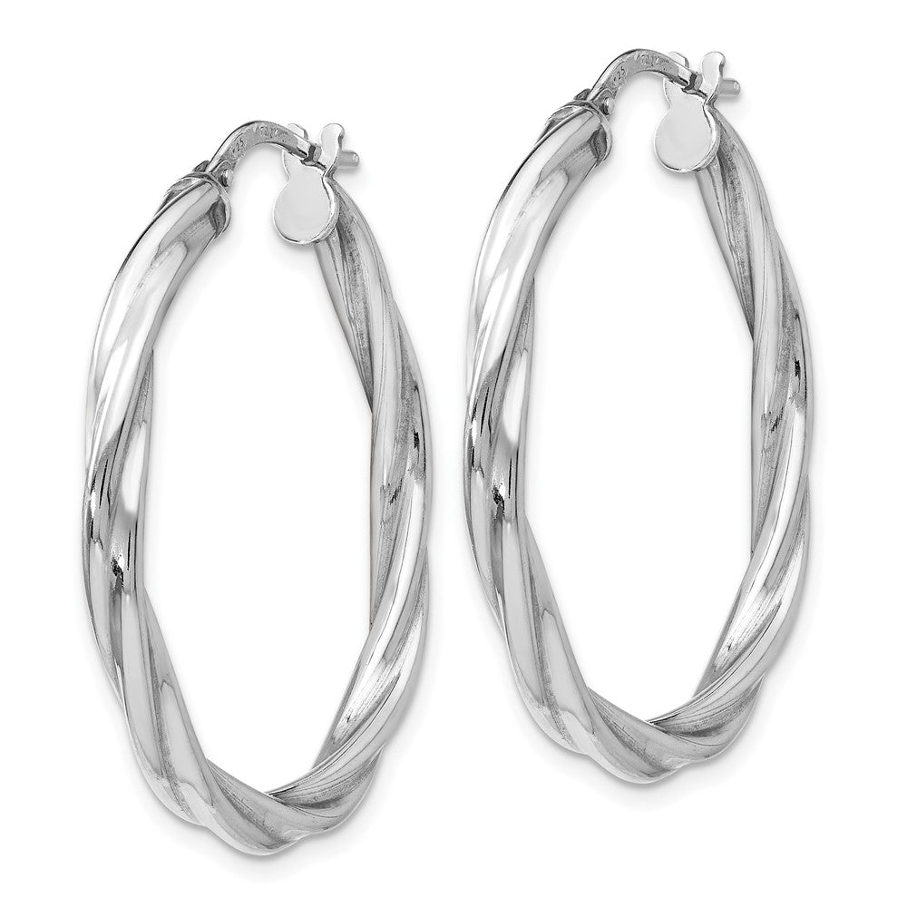 Sterling Silver Polished Twisted Hinged Hoop Earrings