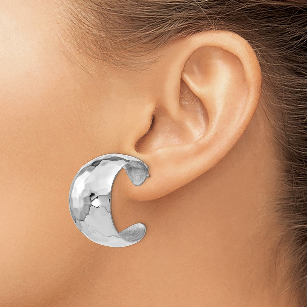 Sterling Silver Polished Hammered Post Earrings